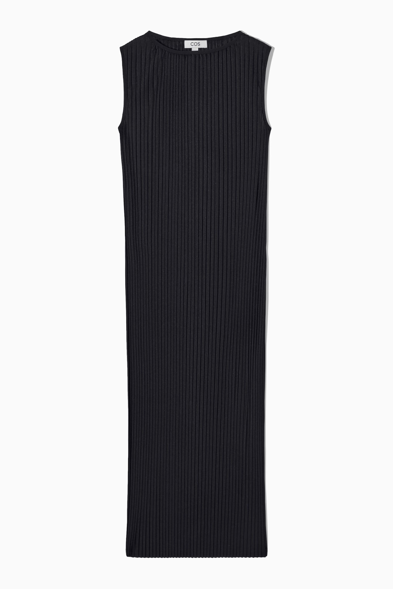 cos pleated sleeveless dress SCULPTED PLEATED MINI DRESS - BLACK