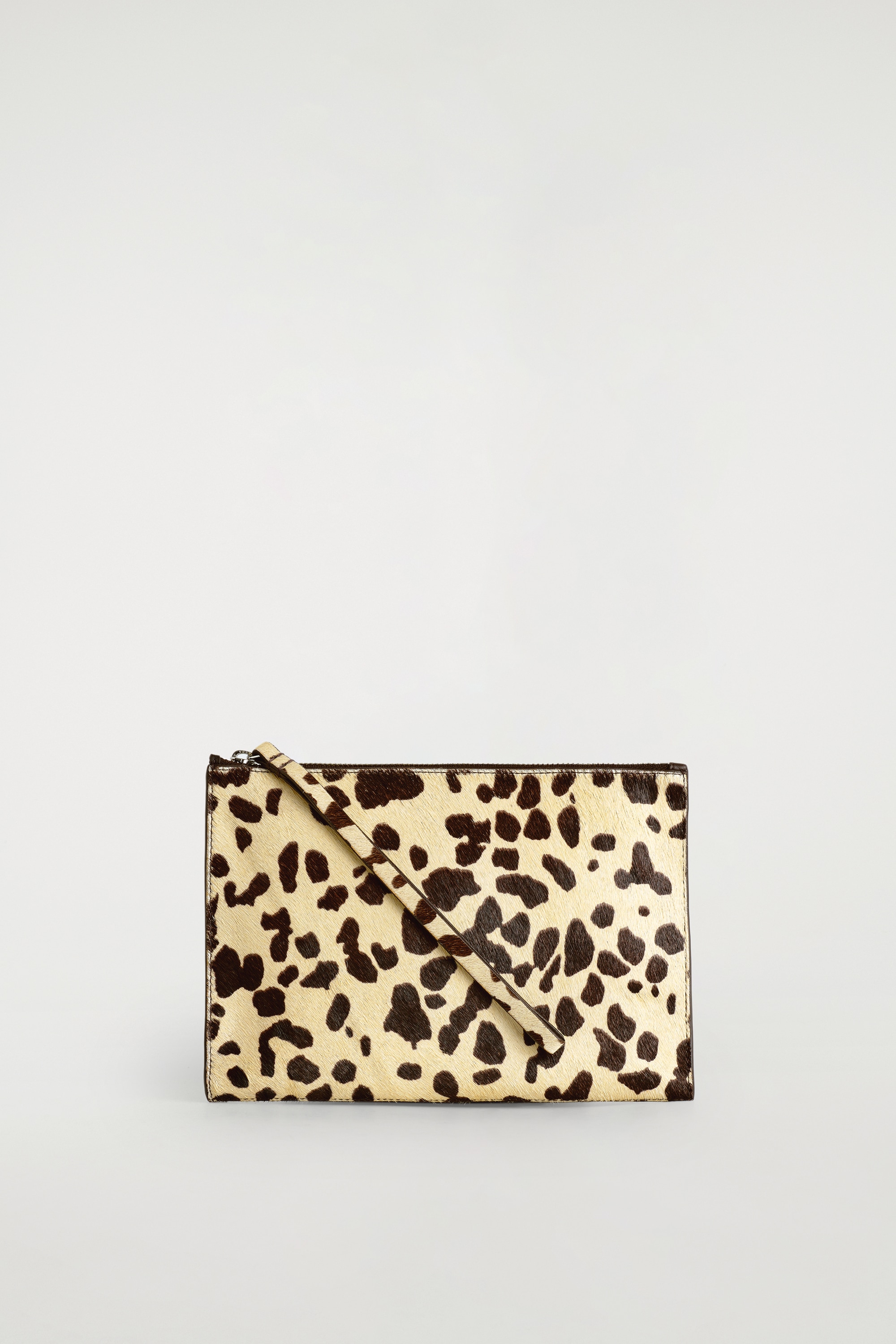 ANIMAL-PRINT PONY HAIR-EFFECT LEATHER POUCH - BEIGE / ANIMAL PRINT