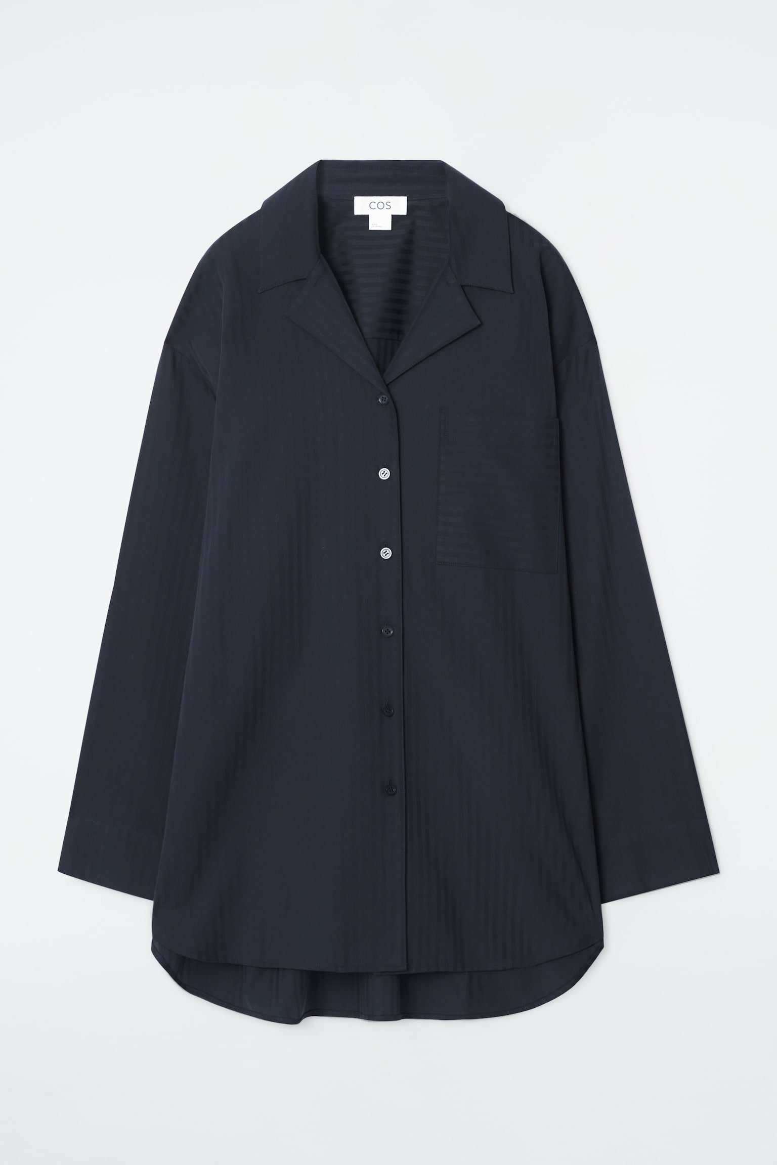 STRIPED COTTON PYJAMA SHIRT - NAVY / STRIPED