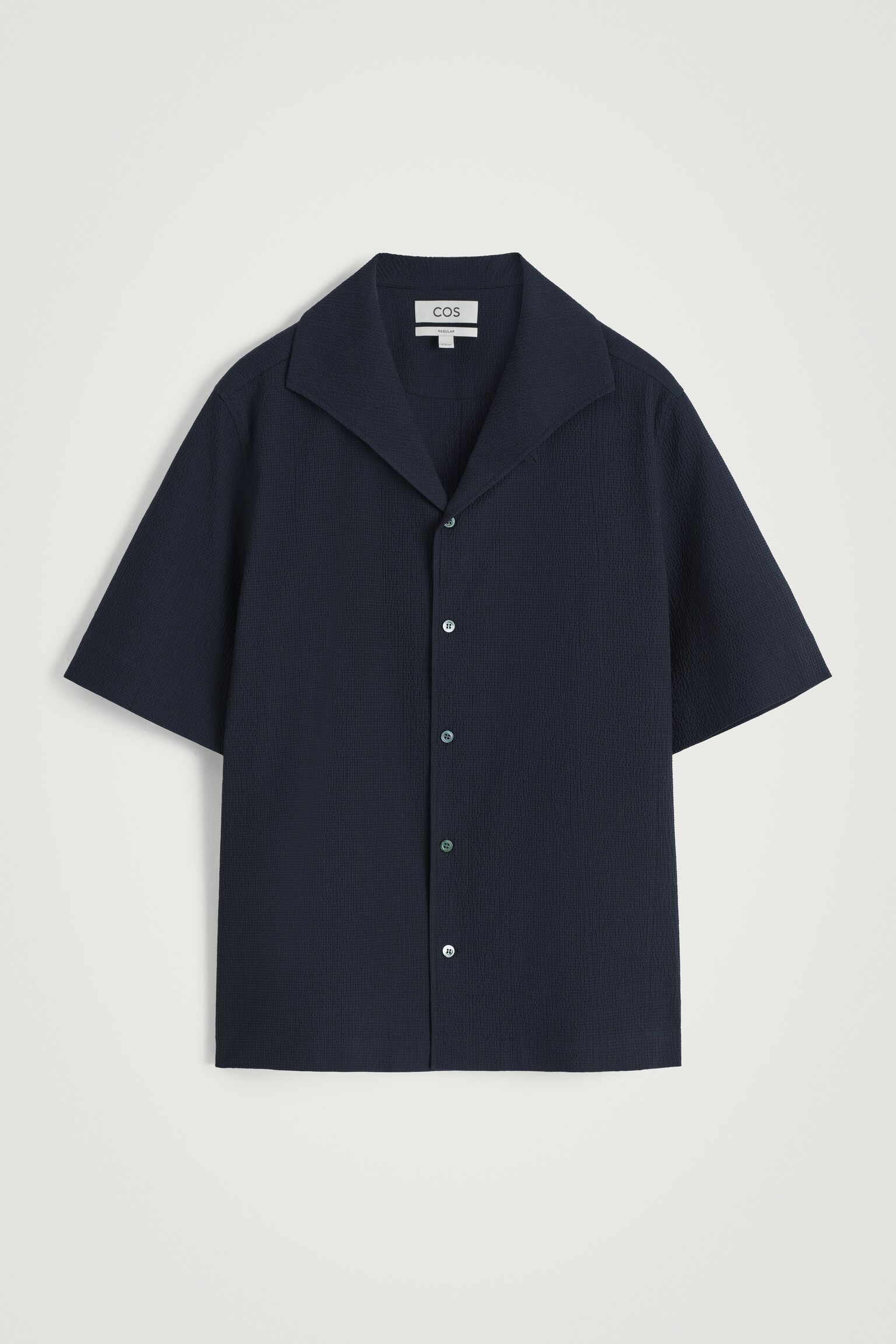 CAMISA DE SEERSUCKER CON CUELLO ABIERTO - AZUL MARINO/BLANCO - 2