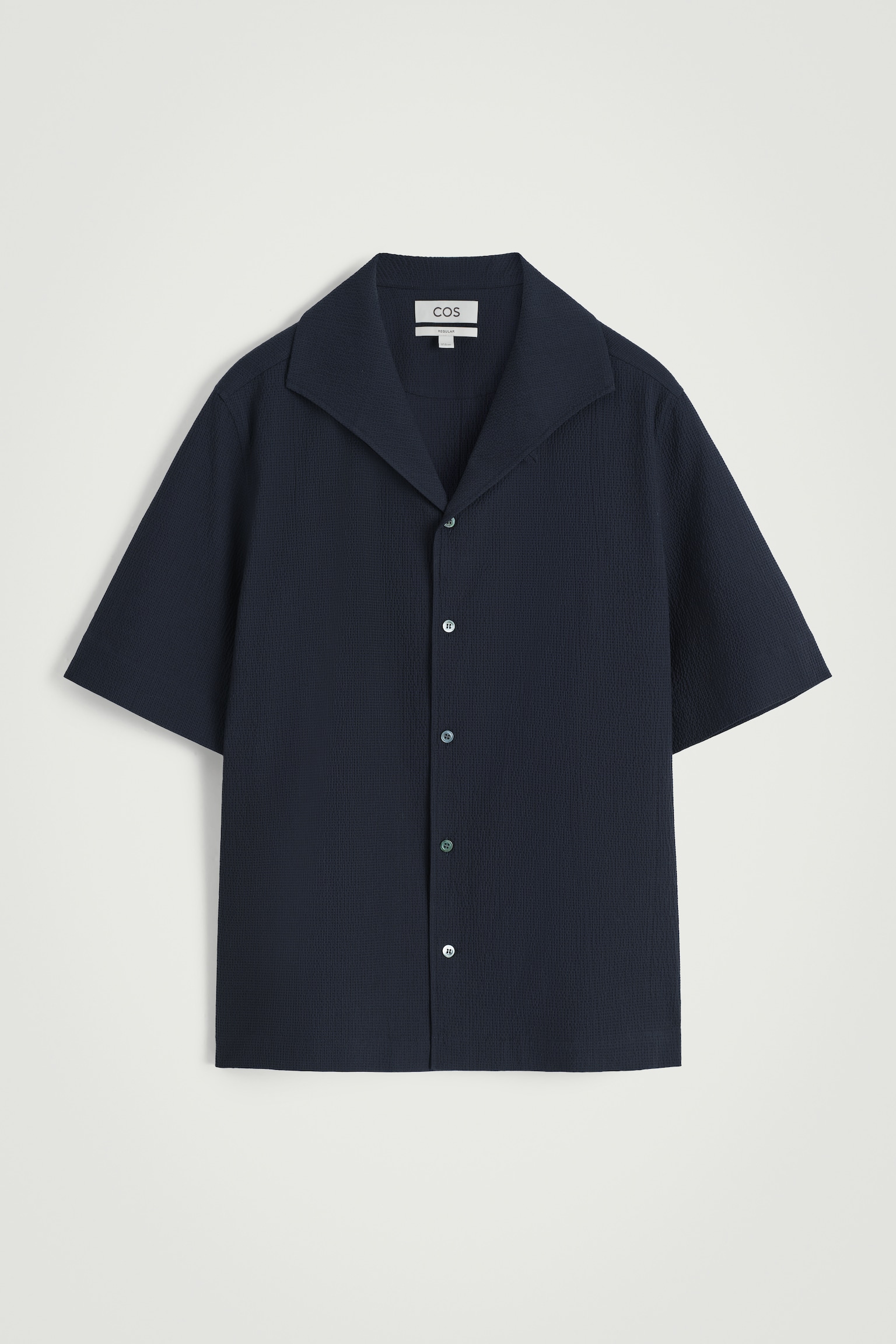CAMICIA IN SEERSUCKER CON COLLETTO APERTO - BLU NAVY/BIANCO - 2