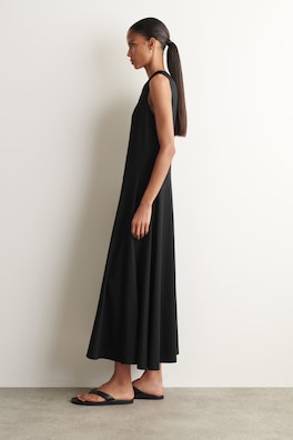 SCULPTURAL COTTON-JERSEY MIDI DRESS — BLACK 2