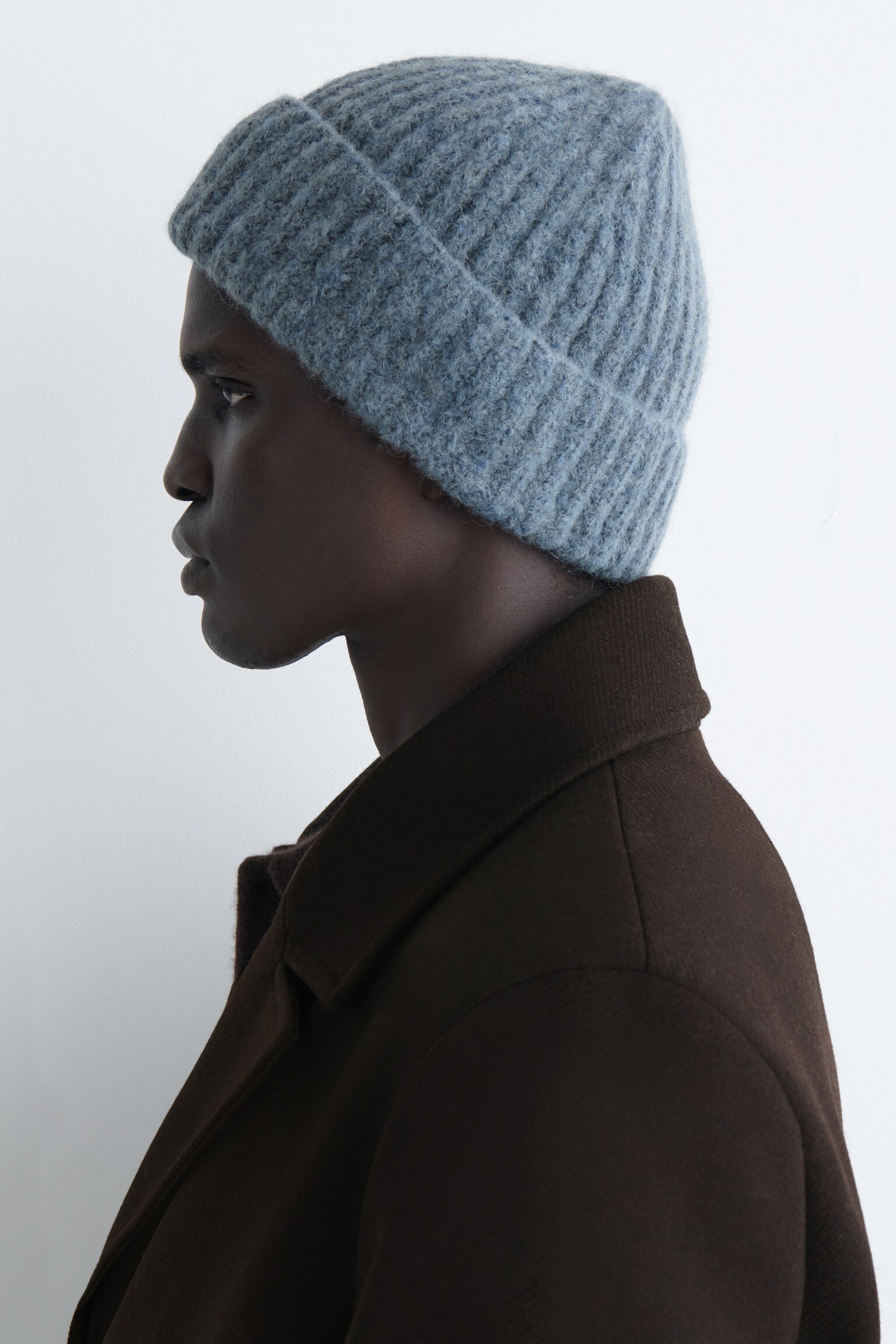 ALPACA-BLEND FISHERMAN BEANIE - BLUE - 3