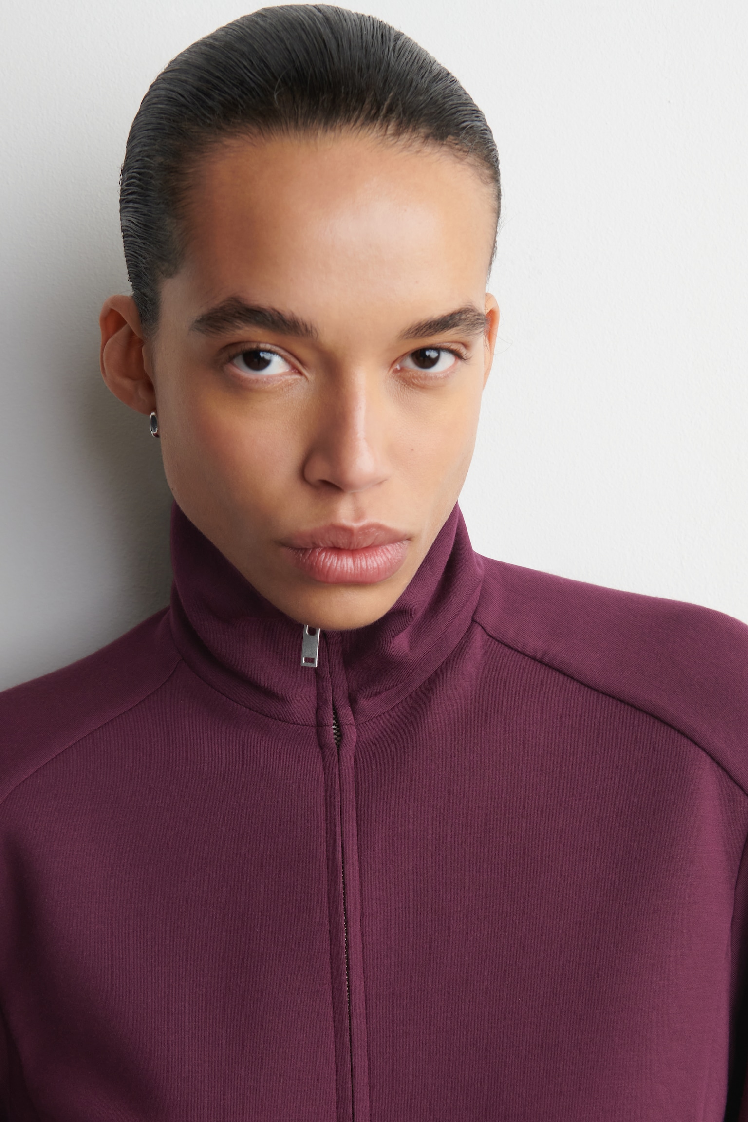 CHAQUETA DEPORTIVA EFECTO NEOPRENO - BURDEOS/AZUL MARINO - 3