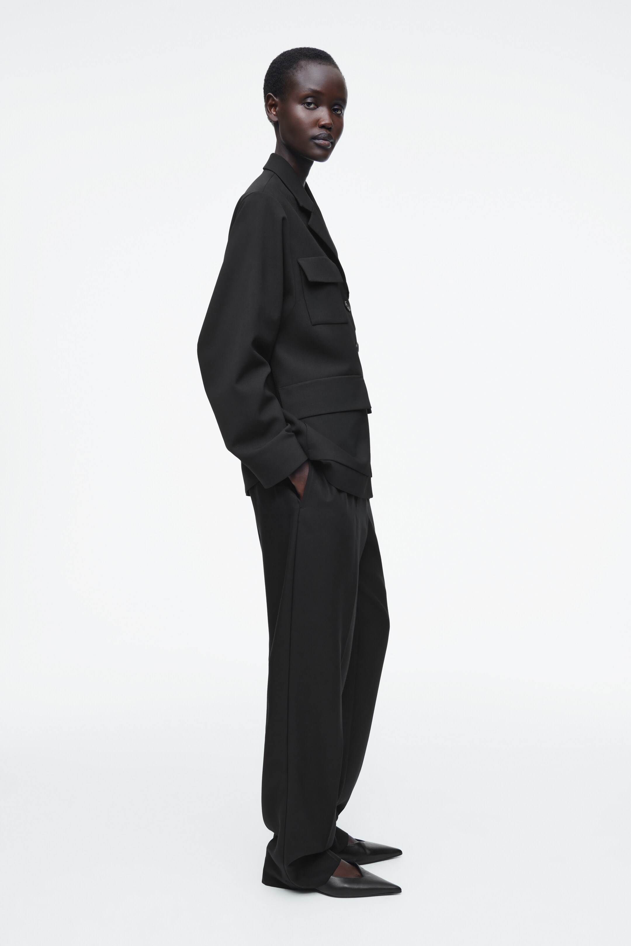 View larger image: ELASTICATED STRAIGHT-LEG TROUSERS - BLACK - Ladies | H&M GB 2