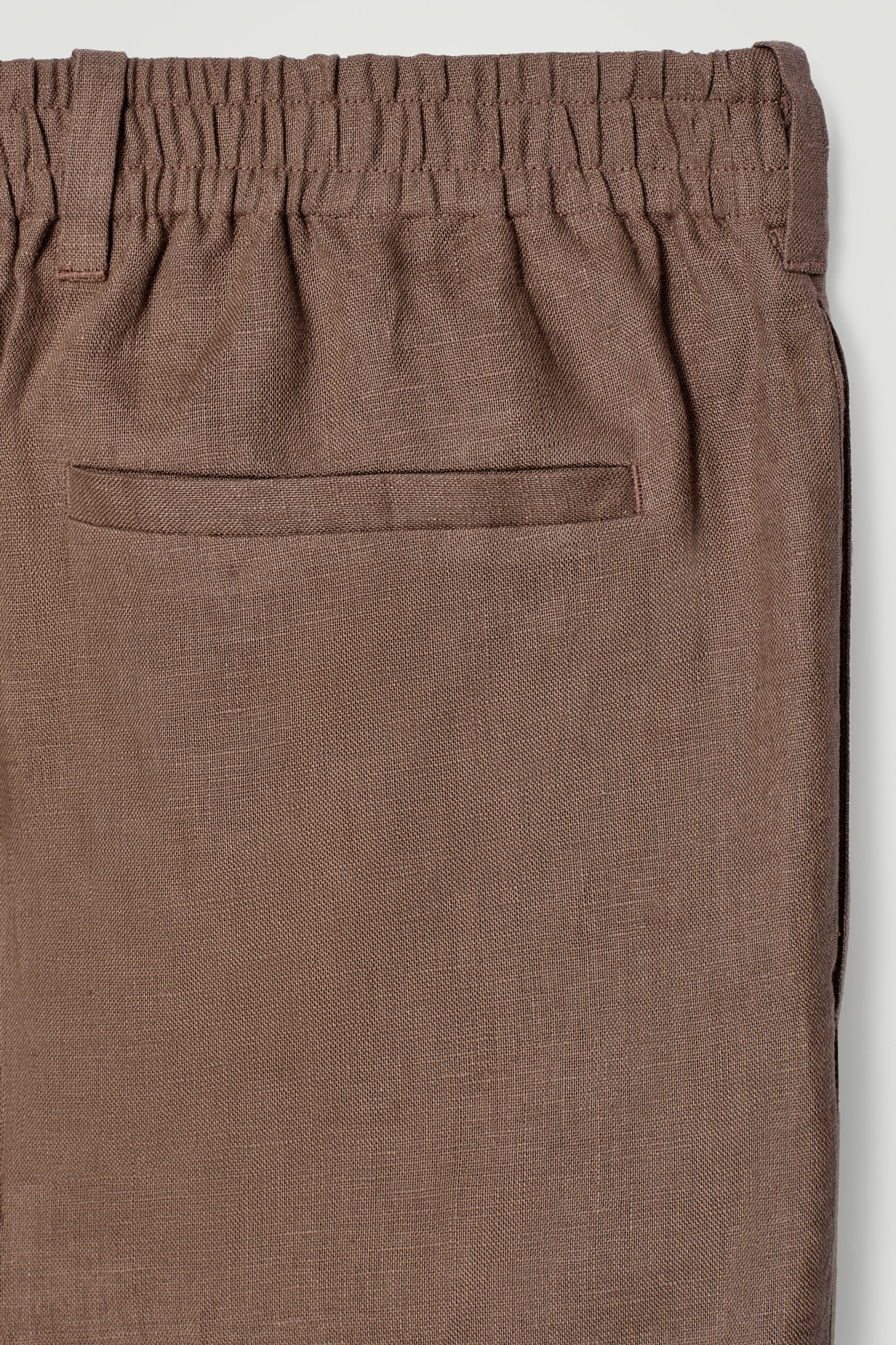 ELASTICATED LINEN STRAIGHT-LEG PANTS - BROWN | COS