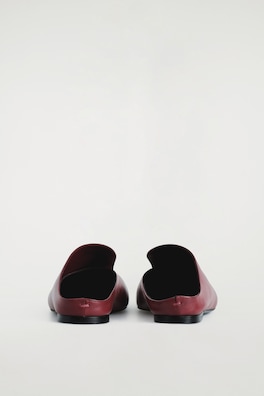 DRAPED LEATHER MULES — CRIMSON 4