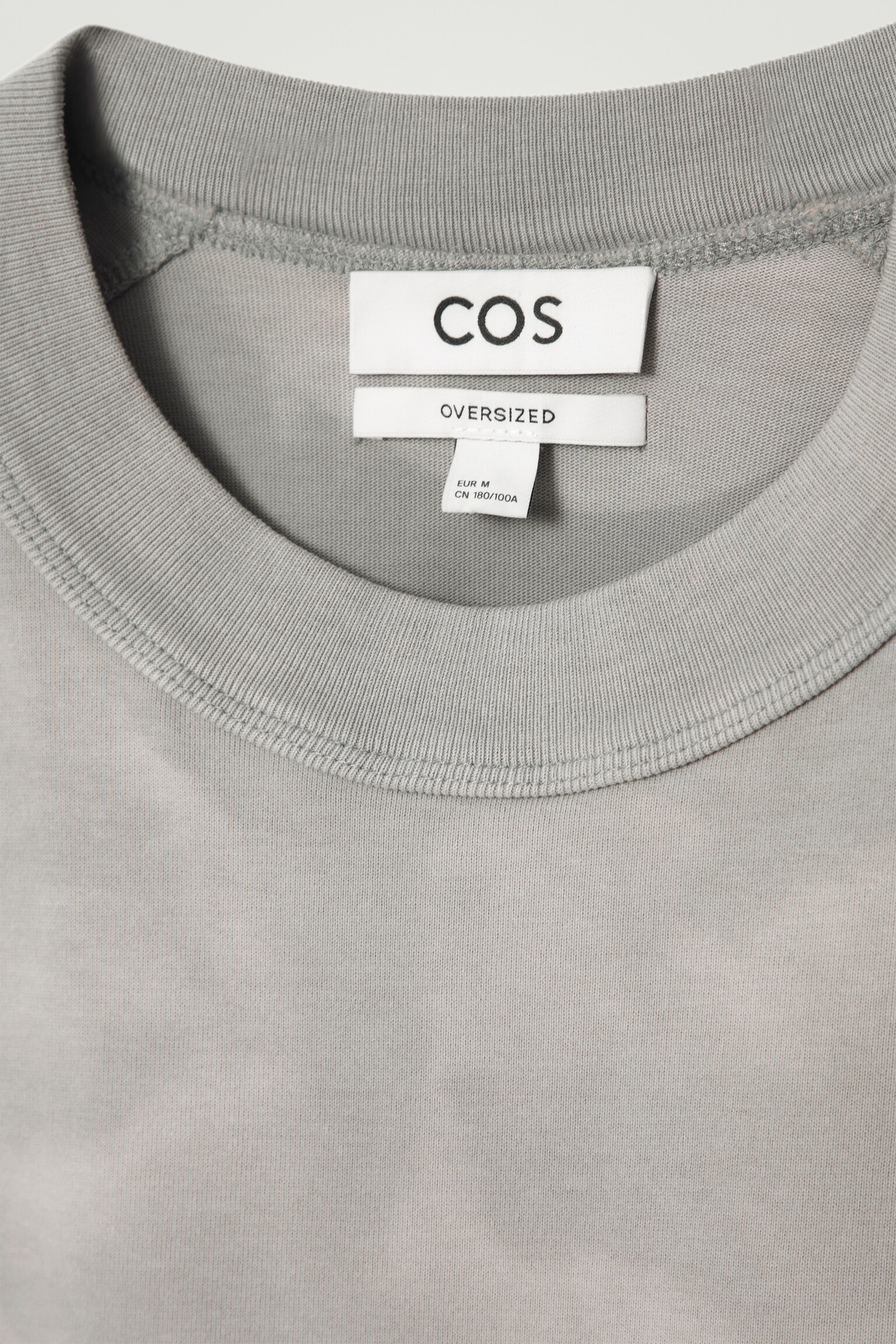 OVERSIZED ACID-WASH COTTON T-SHIRT - GREY/LIGHT GREEN - 2