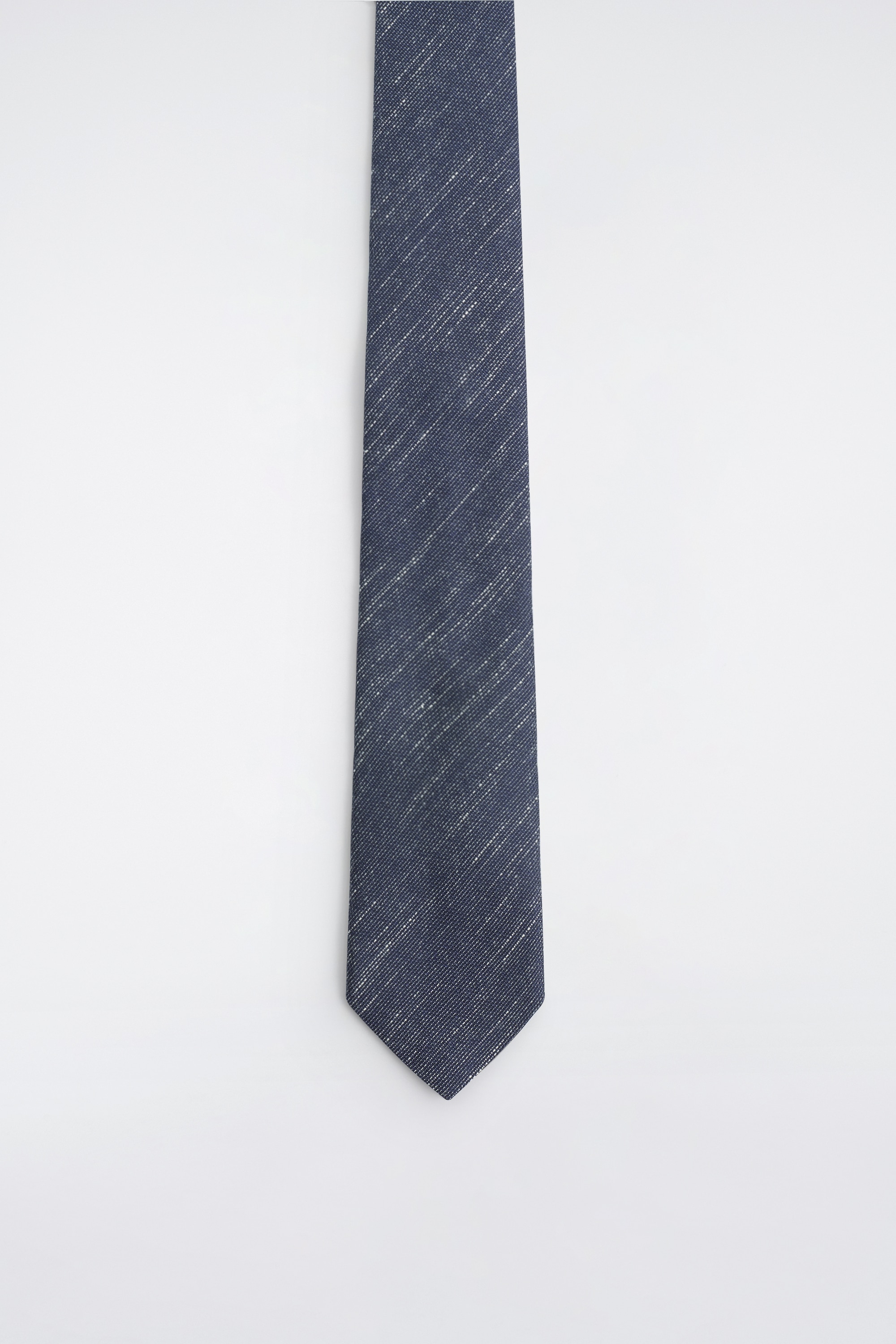 DENIM-EFFECT SILK-COTTON TIE - BLUE MÉLANGE