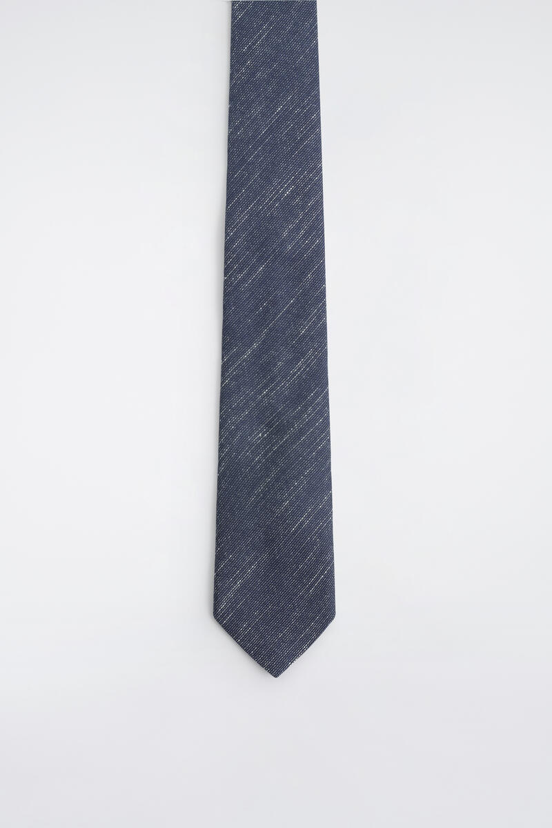 Denim-Effect Silk-Cotton Tie