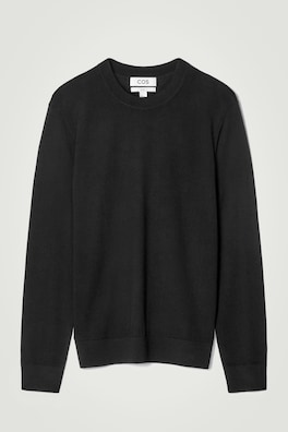 SLIM MERINO WOOL CREW-NECK SWEATER — BLACK 2