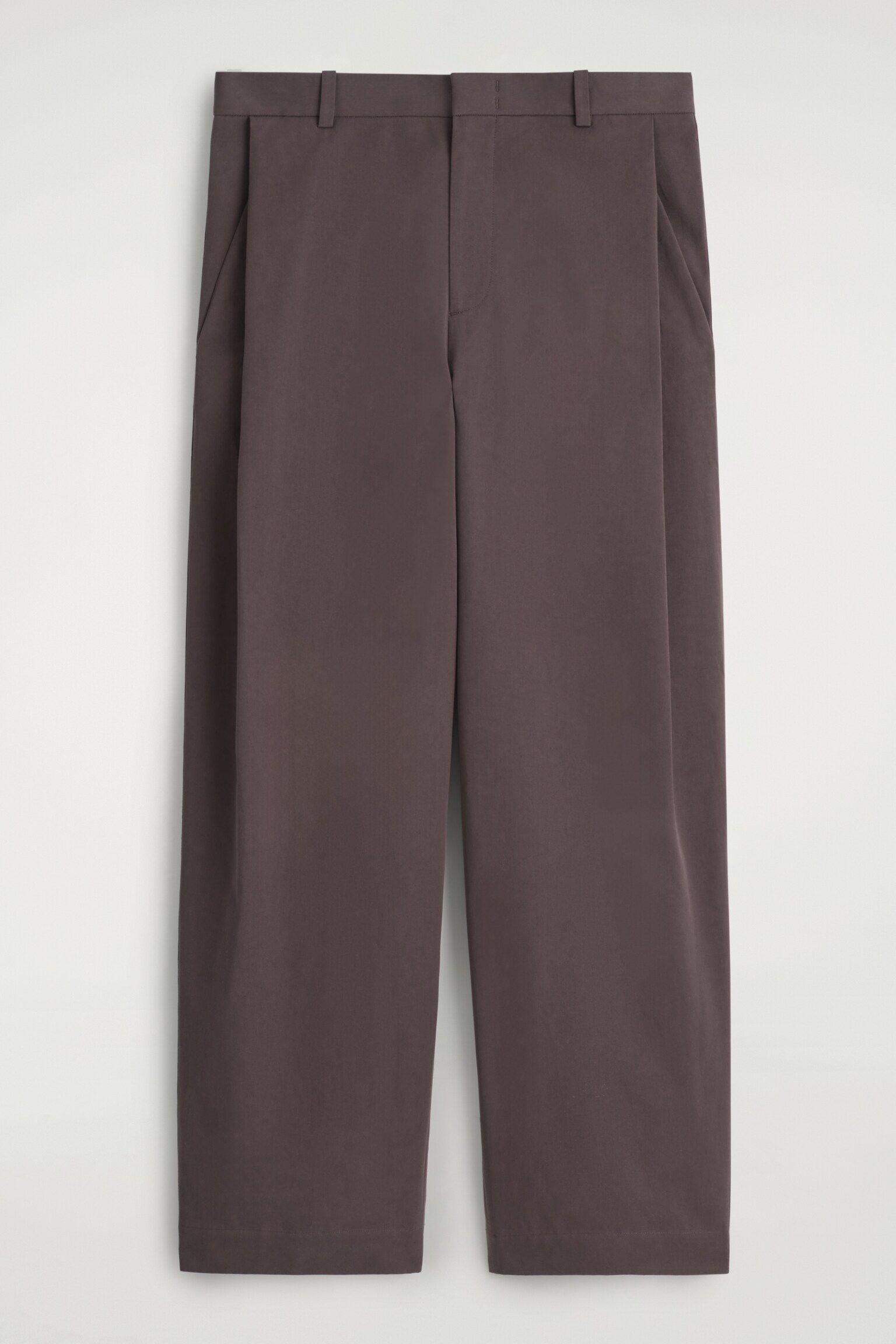 PANTALÓN ANCHO DE ALGODÓN CON DETALLE PLISADO - MARRÓN OSCURO/AZUL MARINO - 2