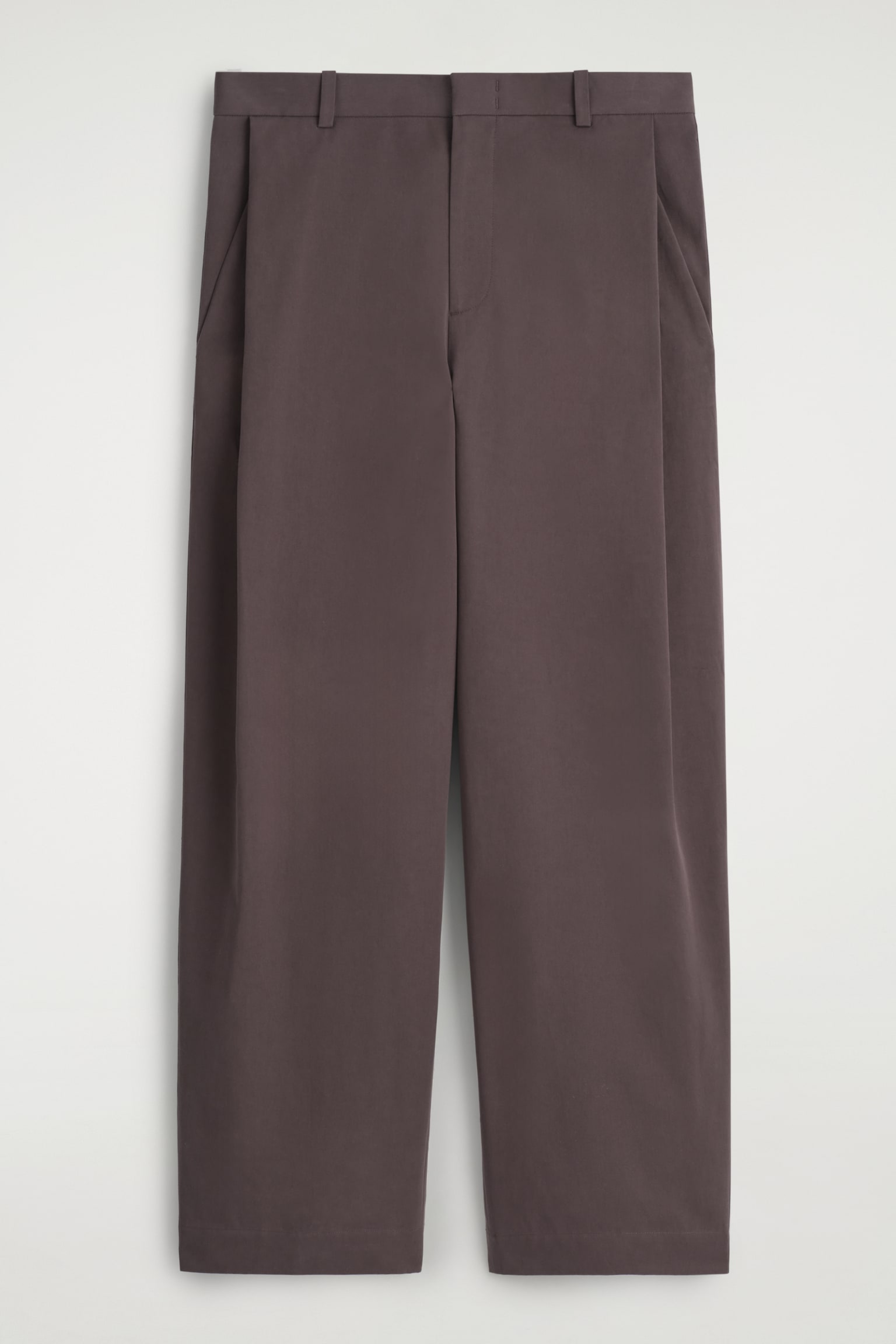 PANTALON À PLIS LARGE EN COTON - BRUN FONCÉ/BLEU MARINE - 2