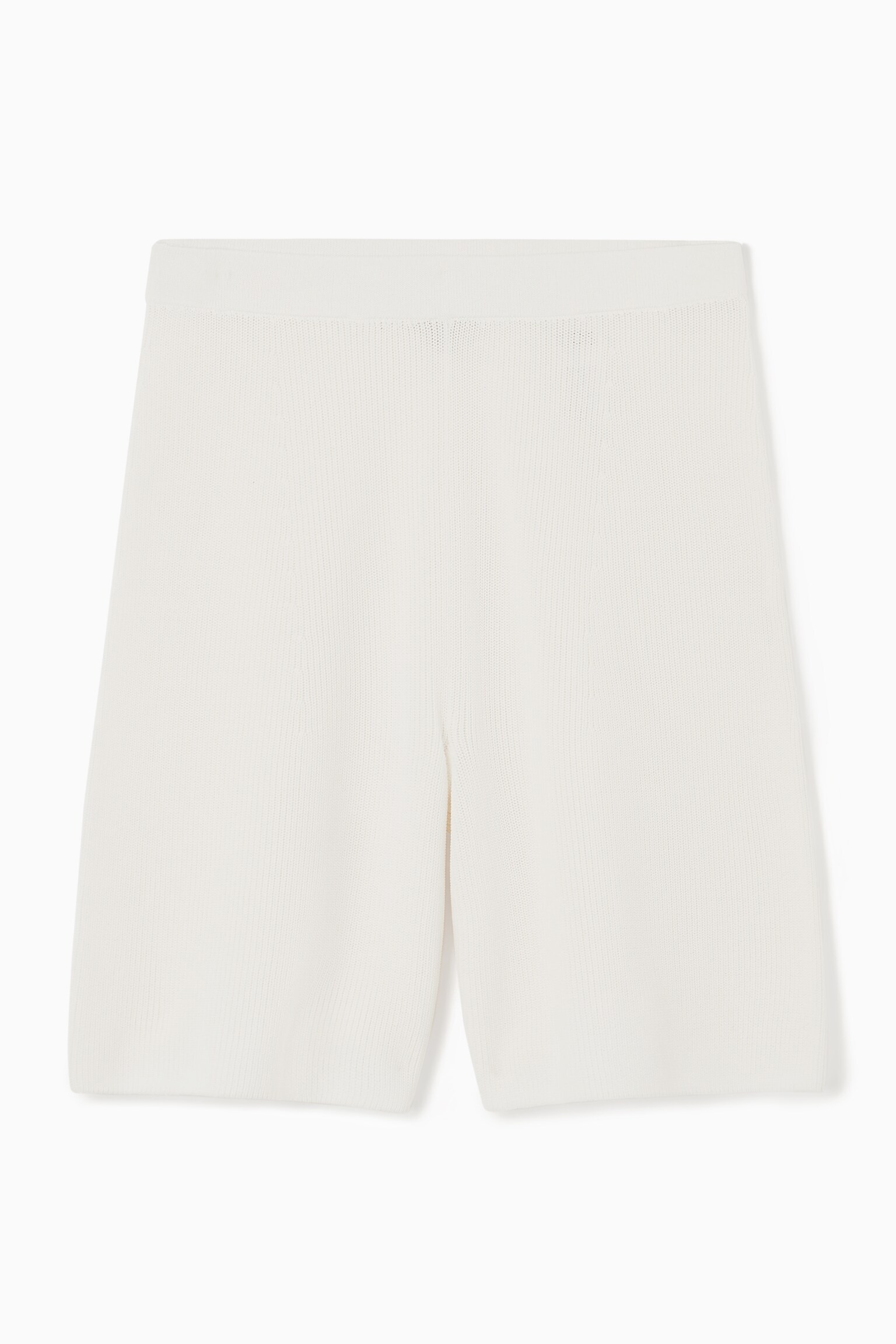 RIBBED-KNIT BERMUDA SHORTS - WHITE/BLACK