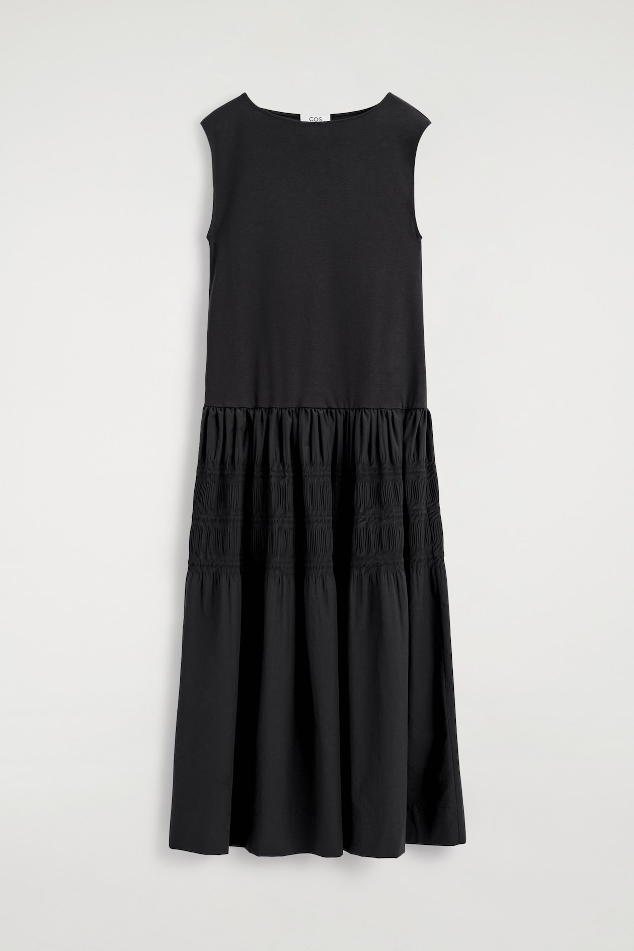 cos midi dress SCULPTED COTTON MIDI DRESS - BLACK