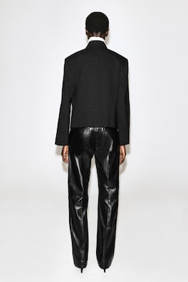 STUD-DETAIL CROPPED LINEN BLAZER — BLACK 5