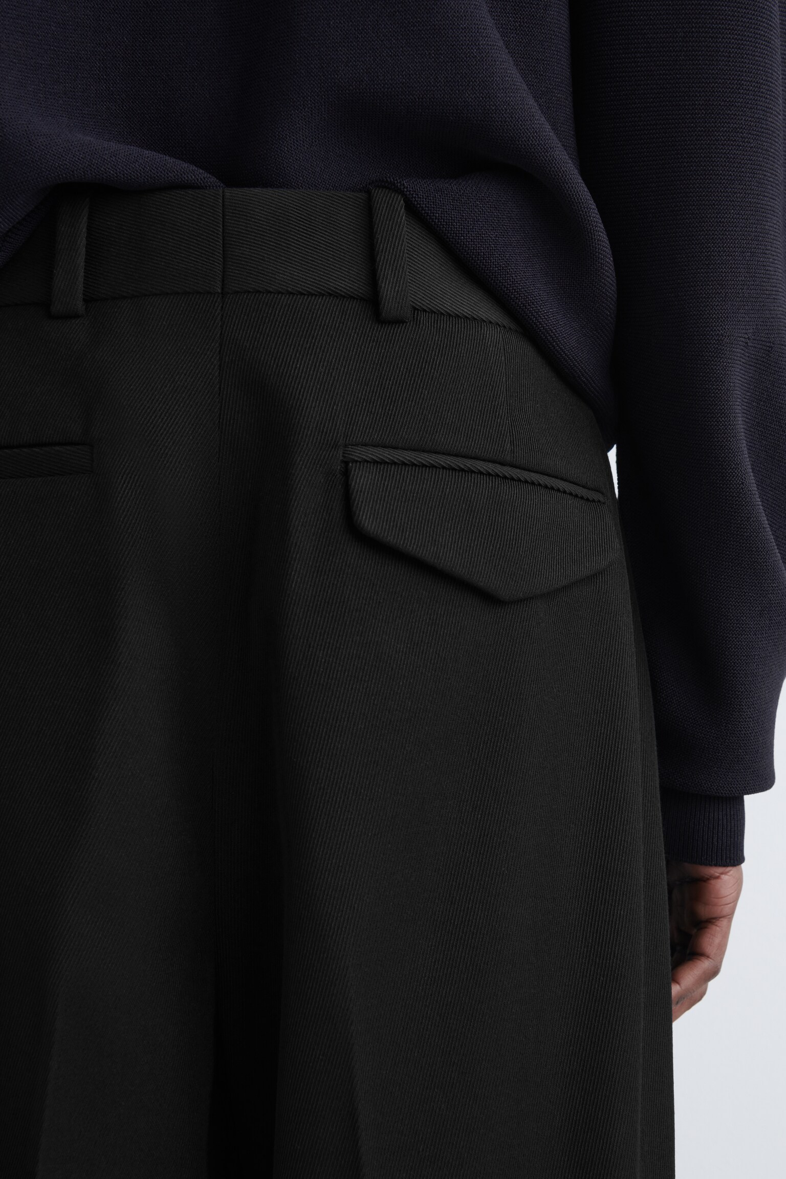 PANTALON DROIT EN LAINE MÉLANGÉE - NOIR/BRUN FONCÉ - 3