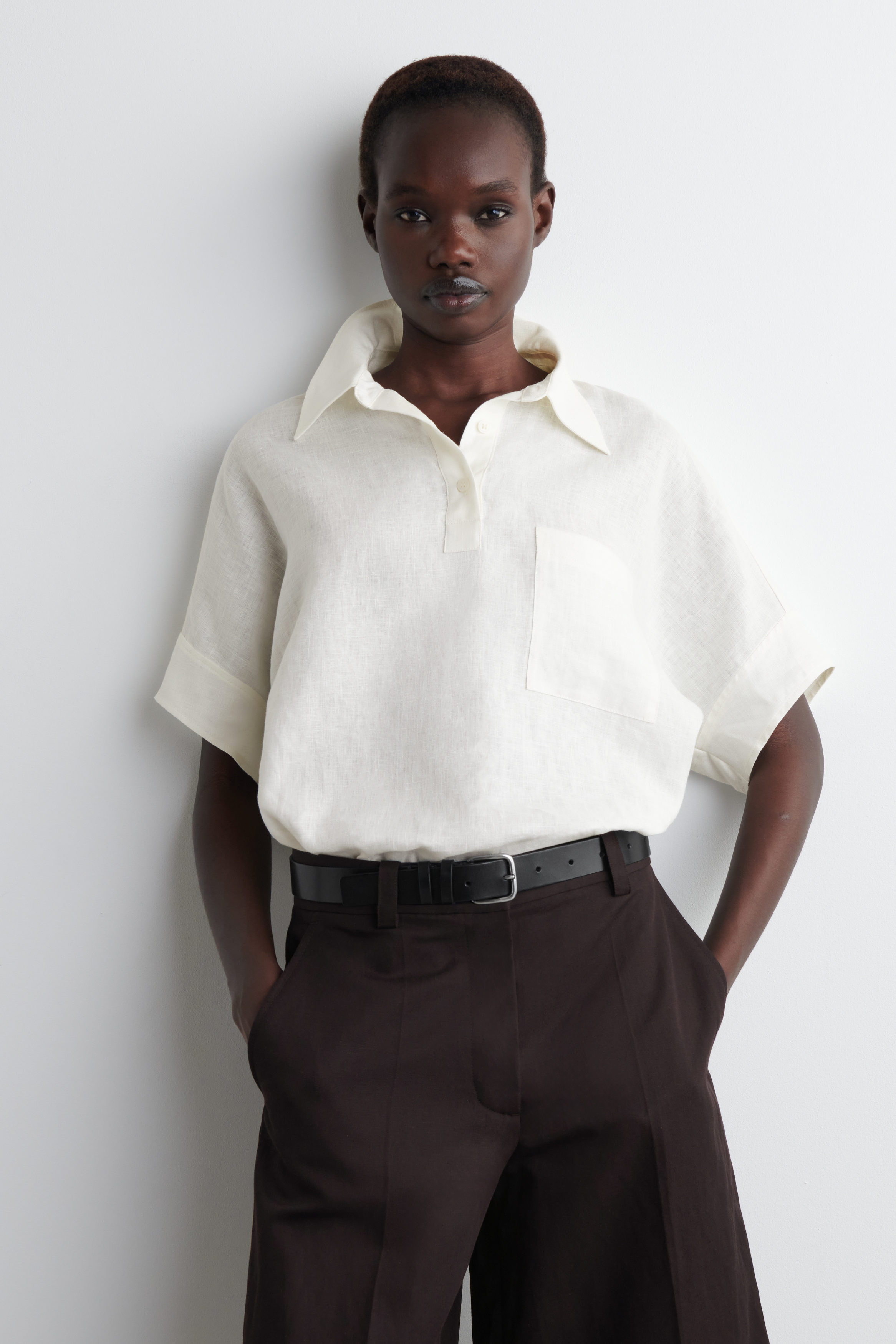 【2plan】Sort Tweed Half Shirt 2PLAN