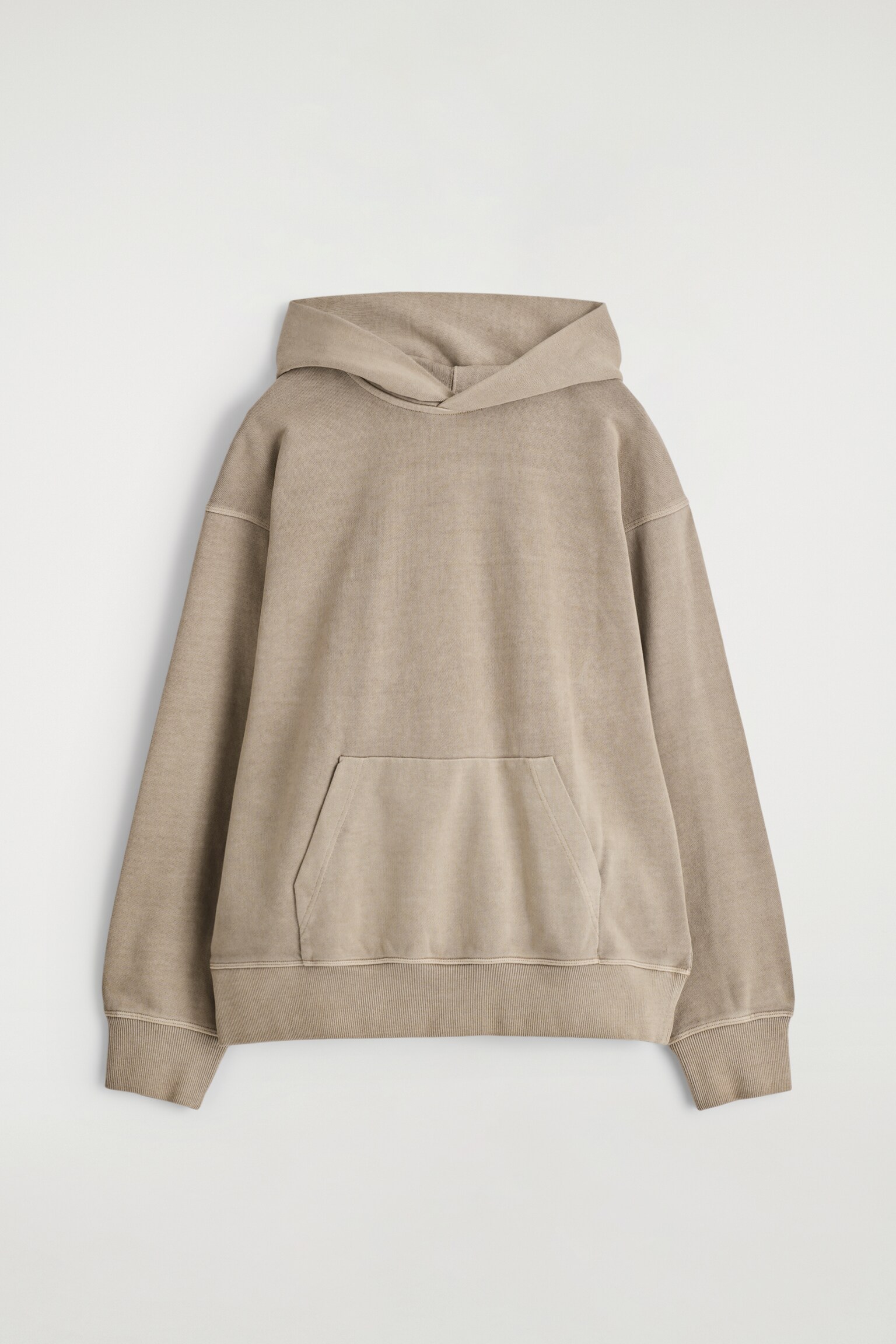 SWEAT À CAPUCHE EN JERSEY DE COTON DÉLAVÉ - TAUPE/BLEU/BLEU - 2