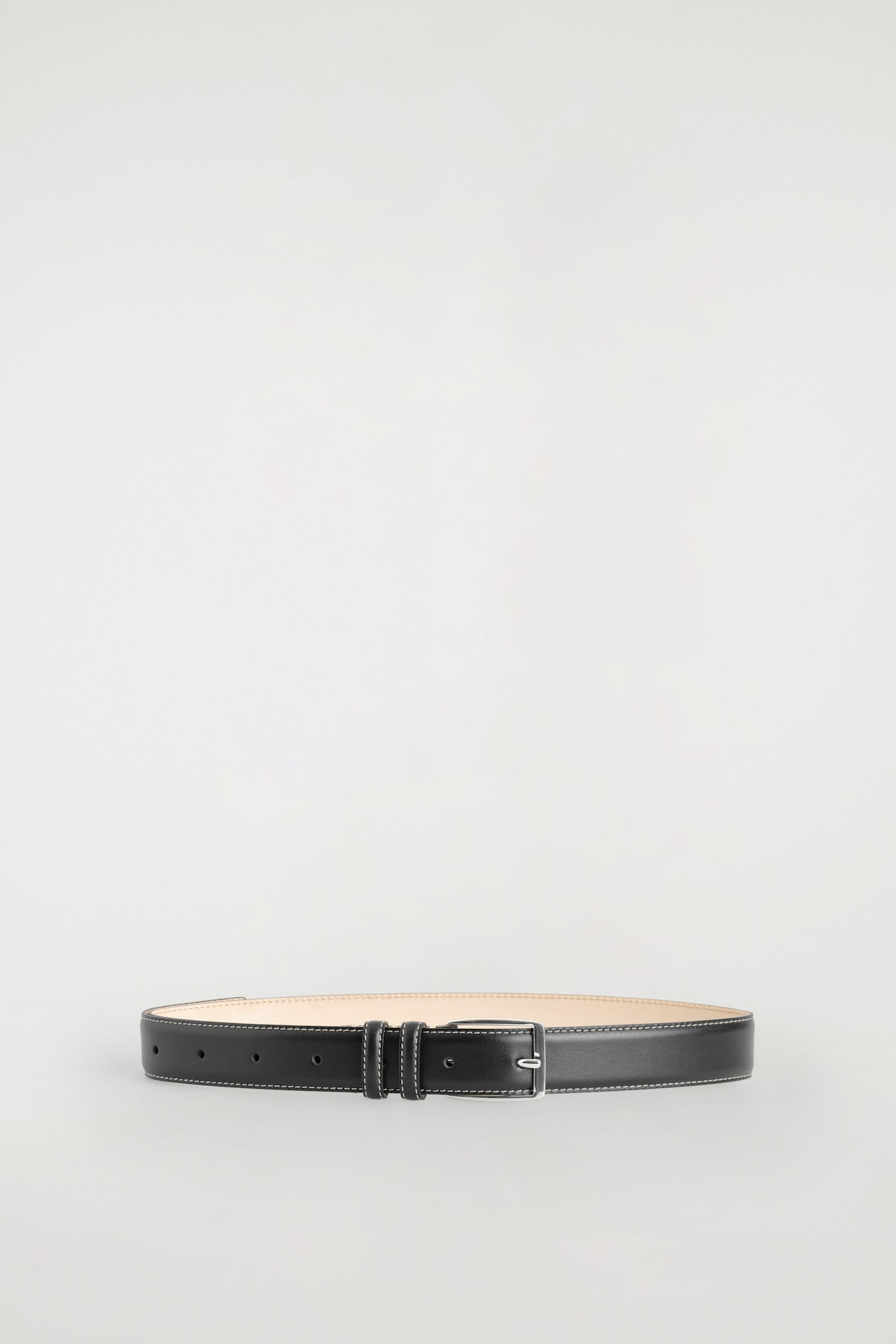 TOPSTITCHED LEATHER BELT