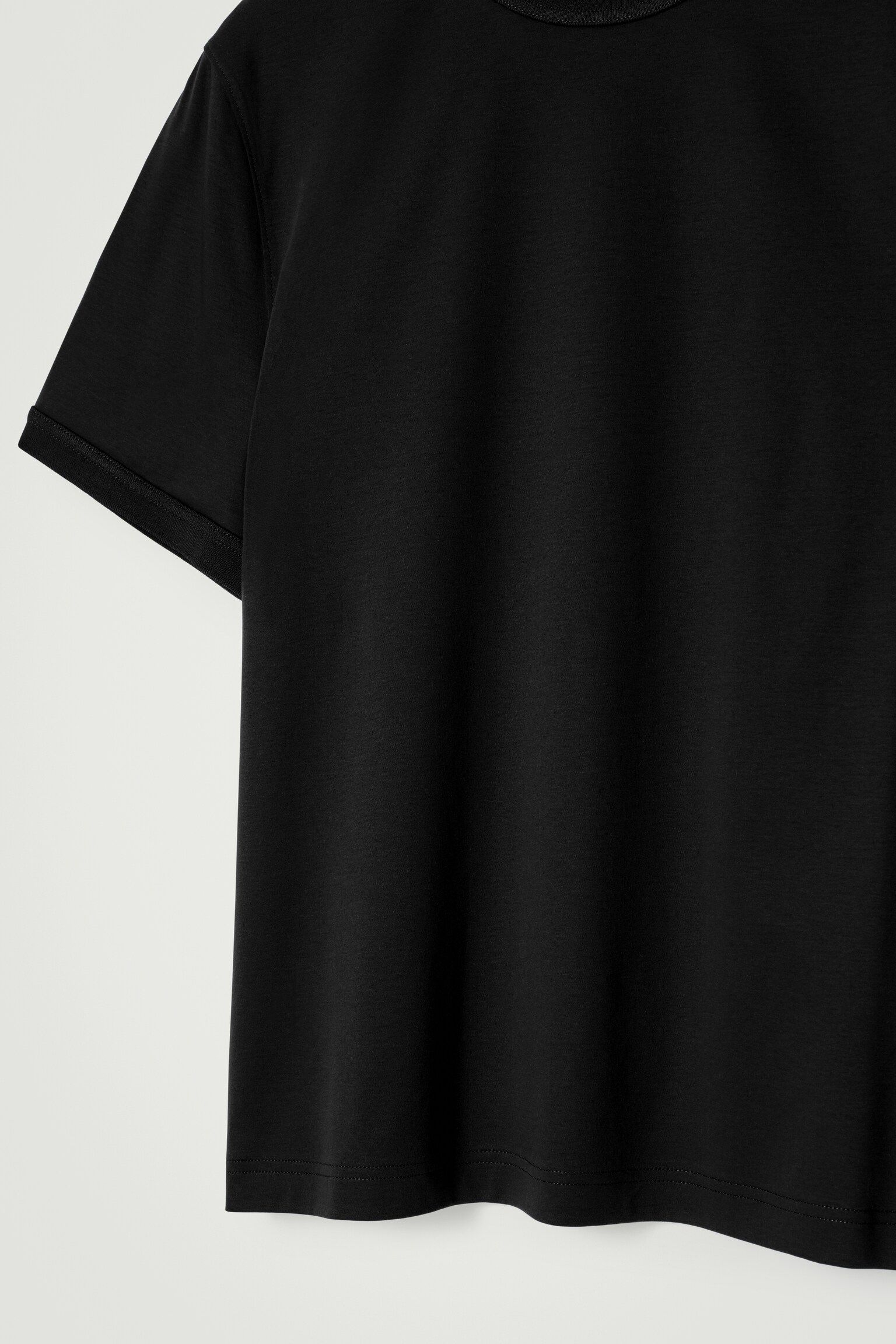 CAMISETA DE ALGODÓN MERCERIZADO REGULAR FIT - NEGRO/TOPO OSCURO - 5