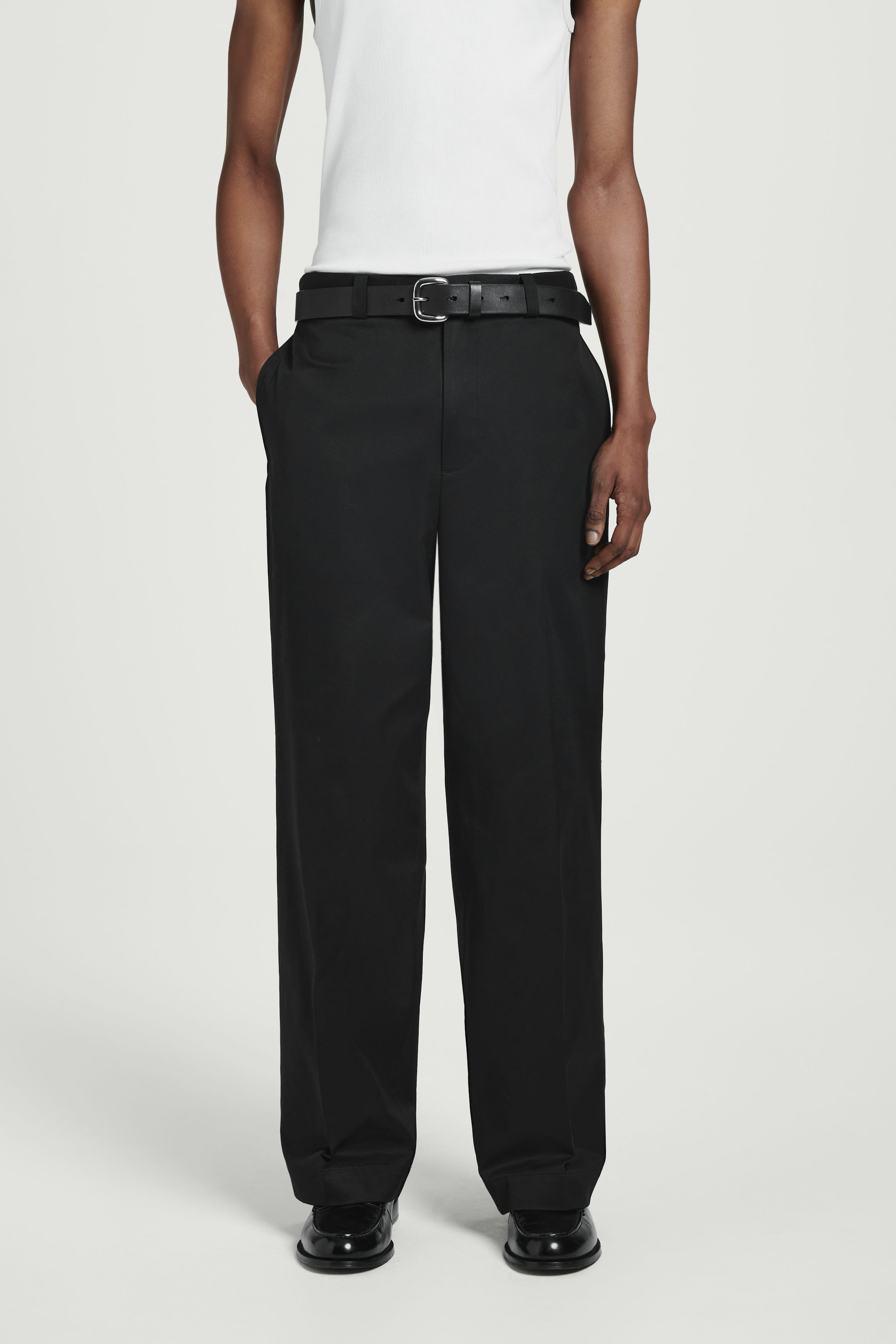 RELAXED COTTON STRAIGHT-LEG TROUSERS