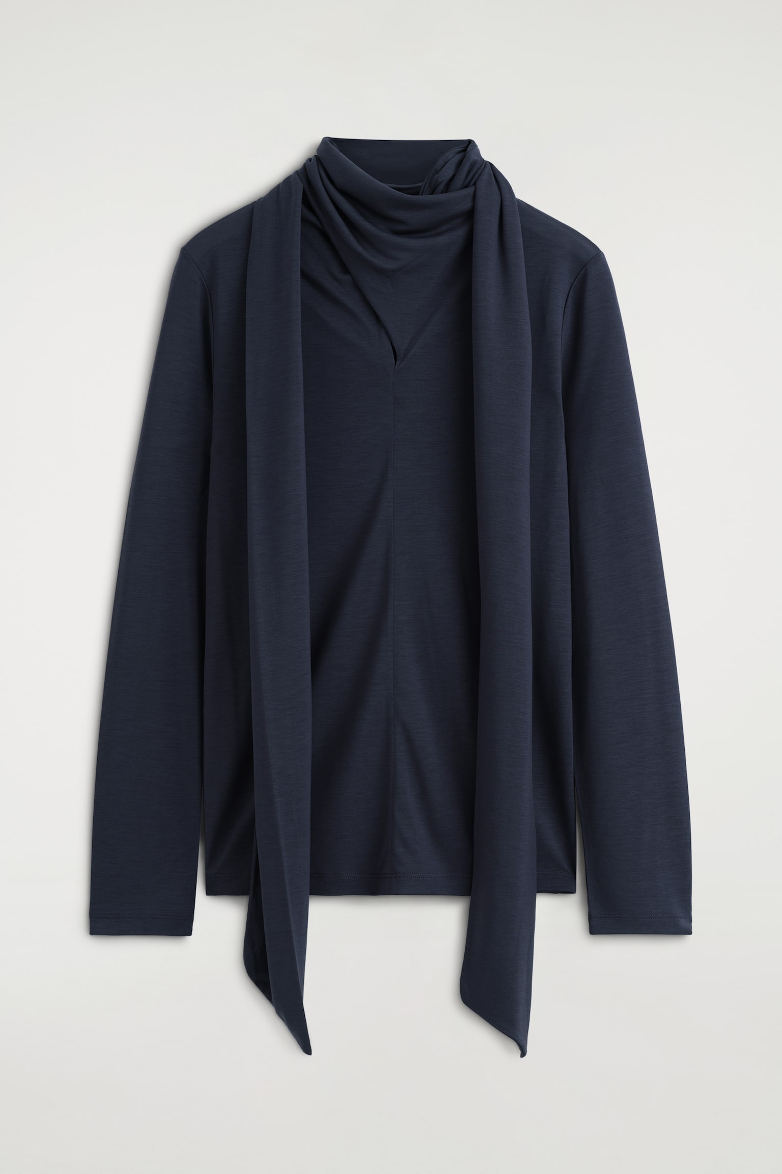 TOP FLUIDO CON DETTAGLIO A SCIARPA - BLU NAVY/VIOLA SCURO