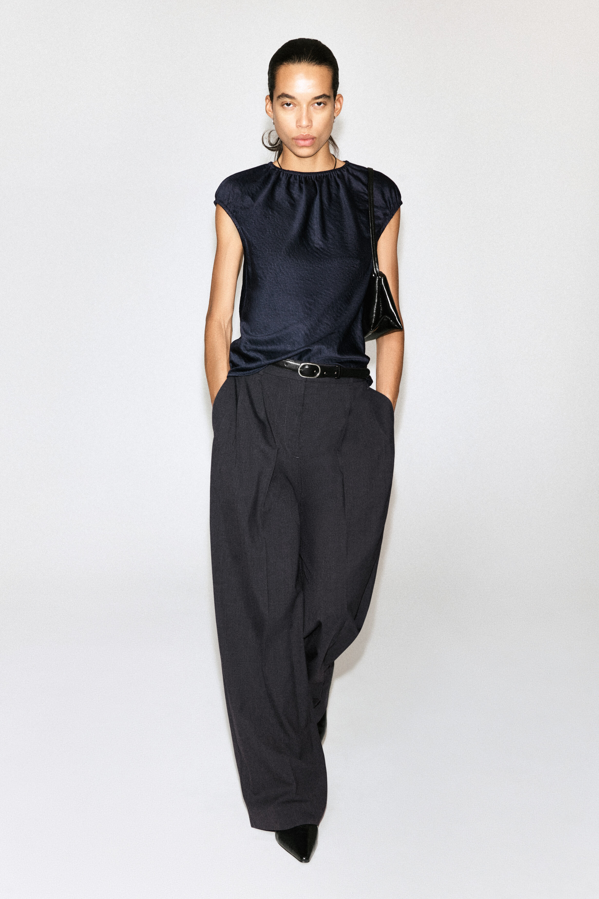GATHERED CRINKLED-SATIN TOP - thumbnail 9