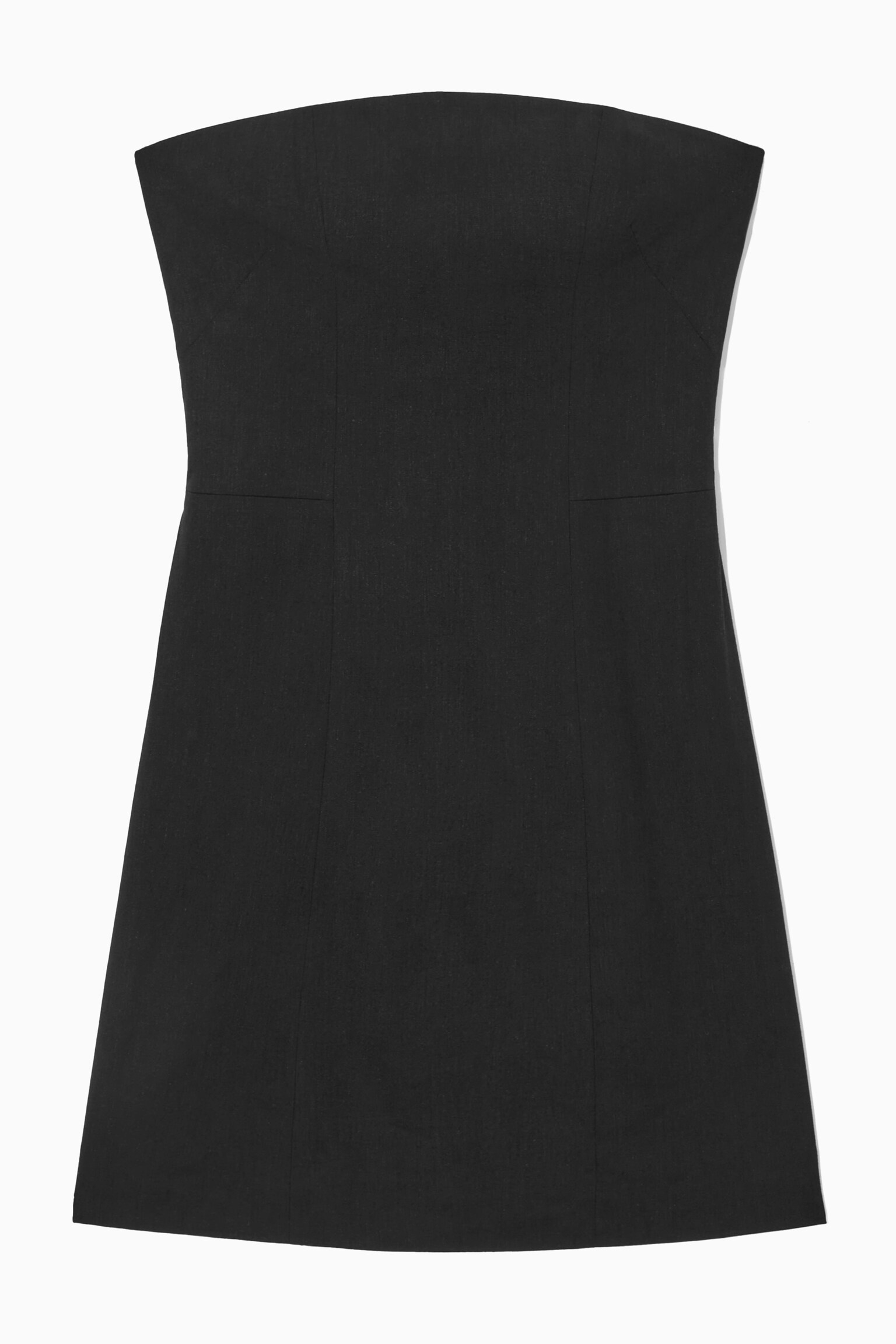 LINEN-BLEND MINI BUSTIER DRESS - BLACK/OFF-WHITE