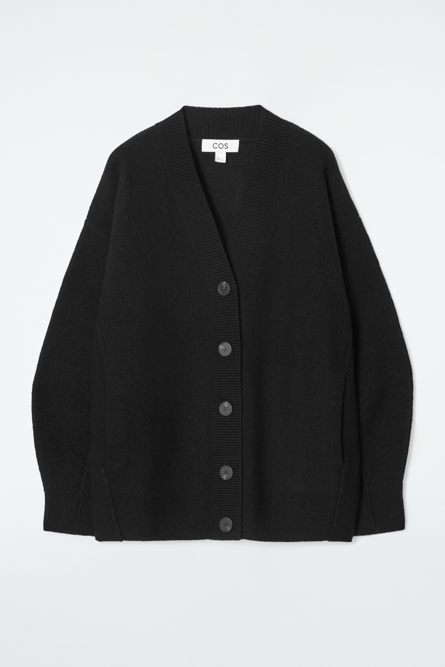 CARDIGAN OVERSIZE EN LAINE MÉRINOS BOUILLIE - NOIR/GRIS CLAIR