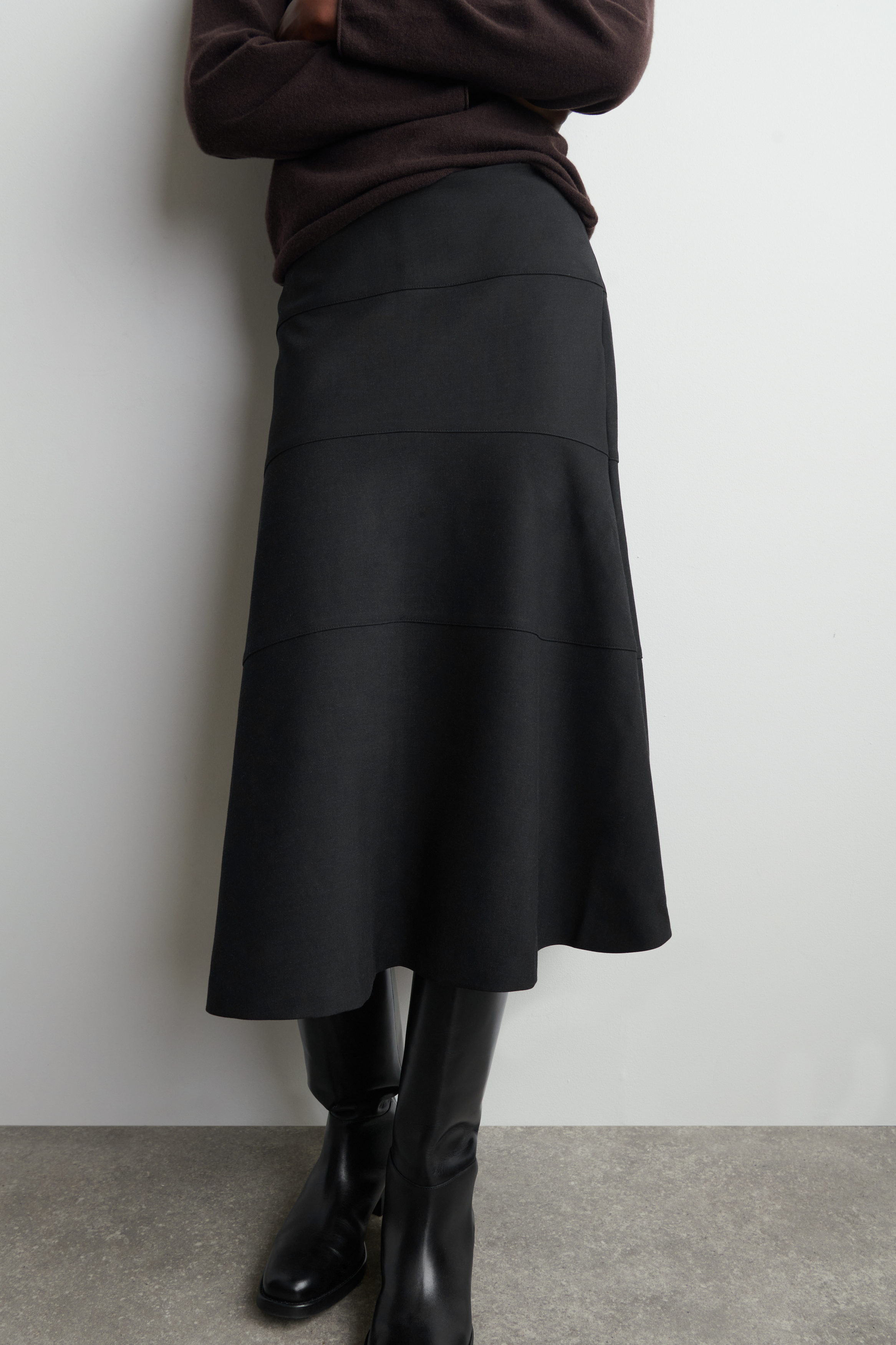 CURVED A-LINE MIDI SKIRT - DARK GRAY | COS US