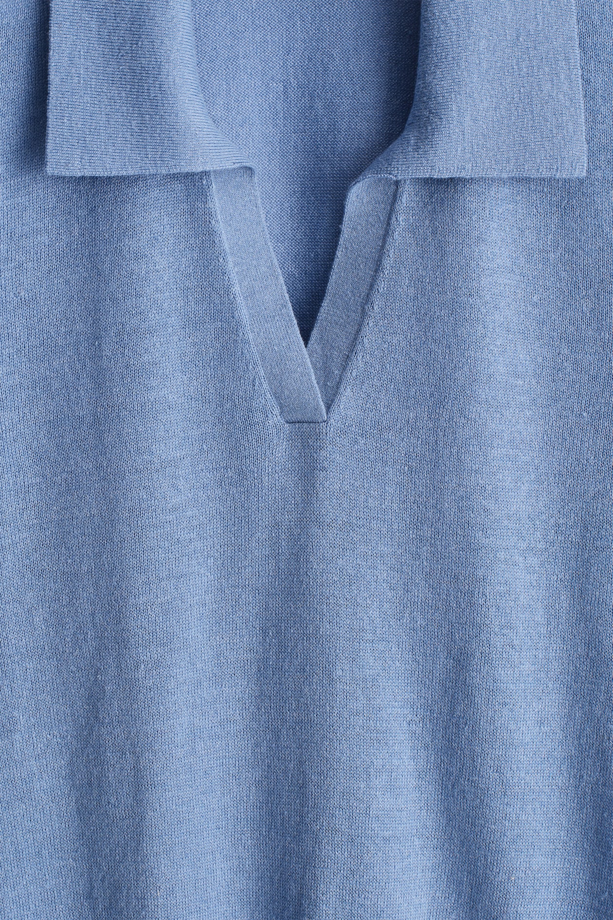 KNITTED LINEN-MERINO POLO SHIRT — BLUE