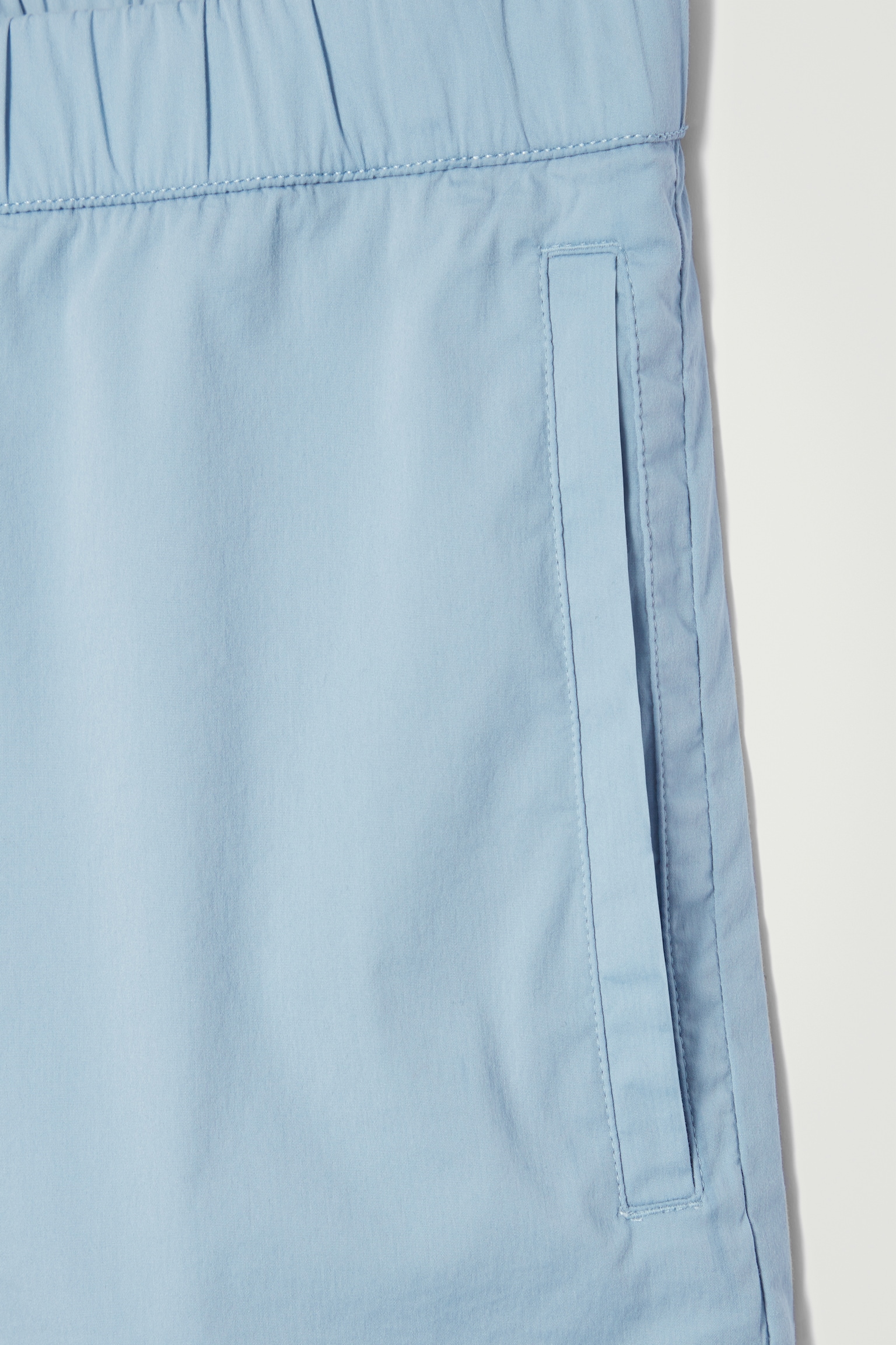 SHORT TAILLE ÉLASTIQUÉE EN COTON MÉLANGÉ - BLEU CIEL/BLEU MARINE - 2