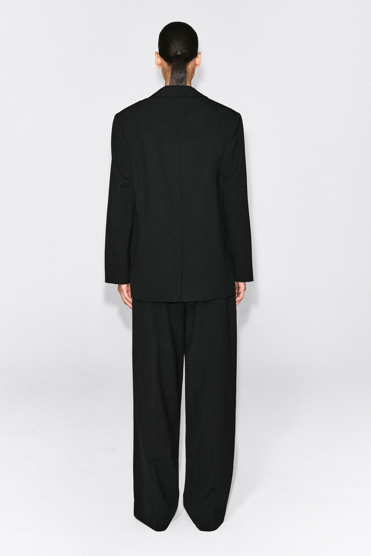 TWILL SINGLE-BREASTED BLAZER — BLACK