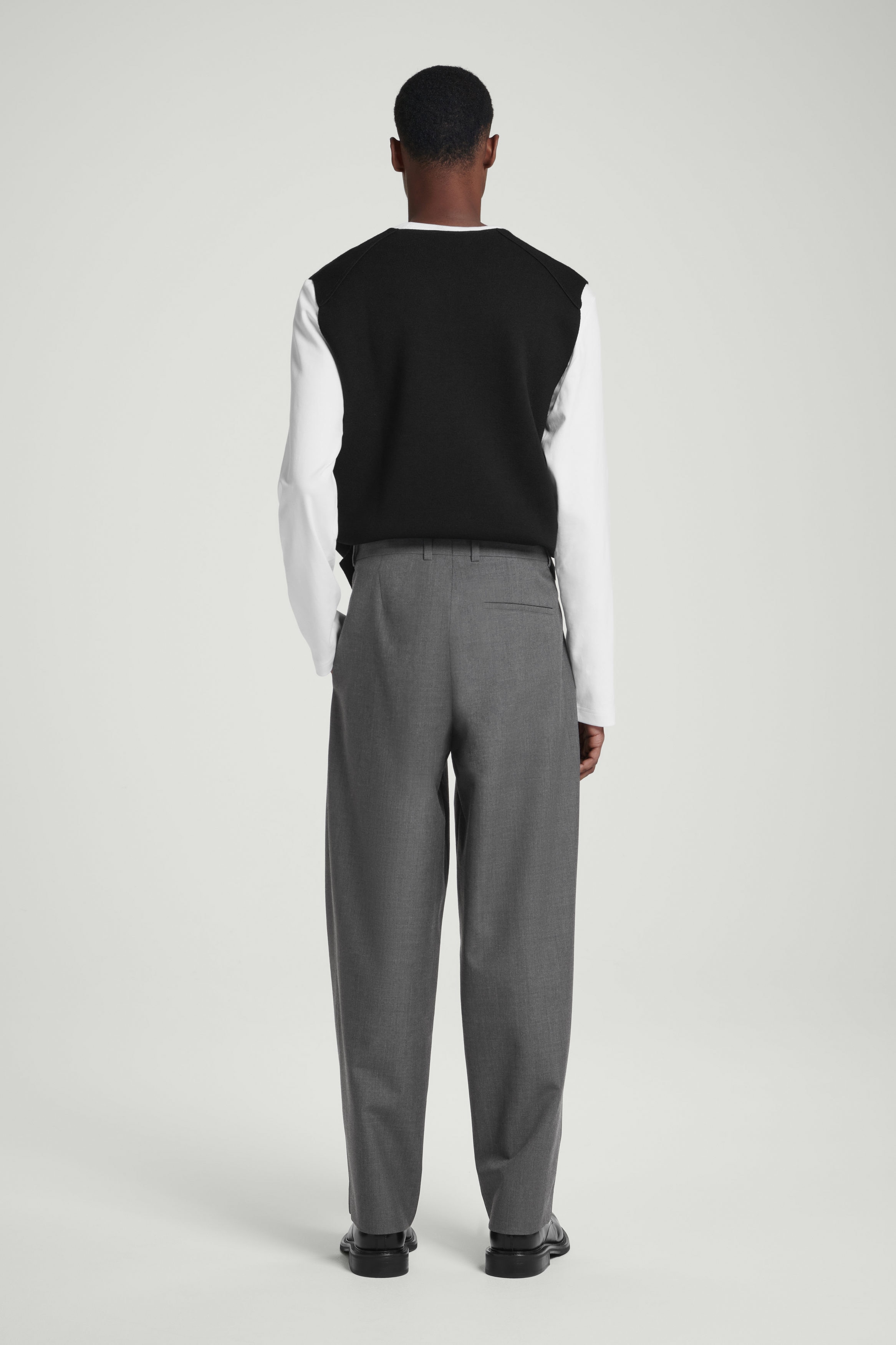 WOOL-HOPSACK PANTS - WIDE - GRAY | COS