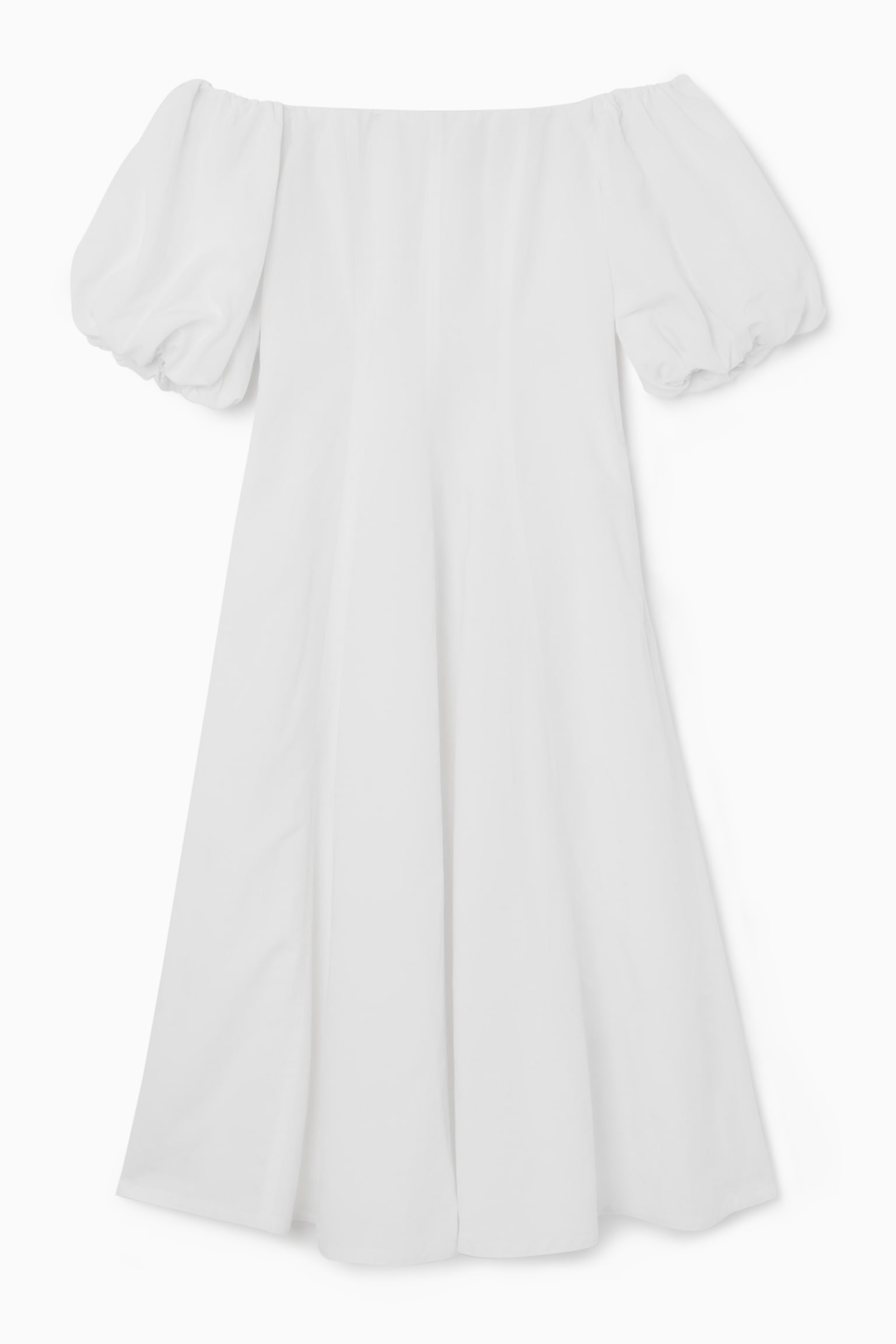 SCHULTERFREIES MIDIKLEID MIT PUFFÄRMELN - WEISS