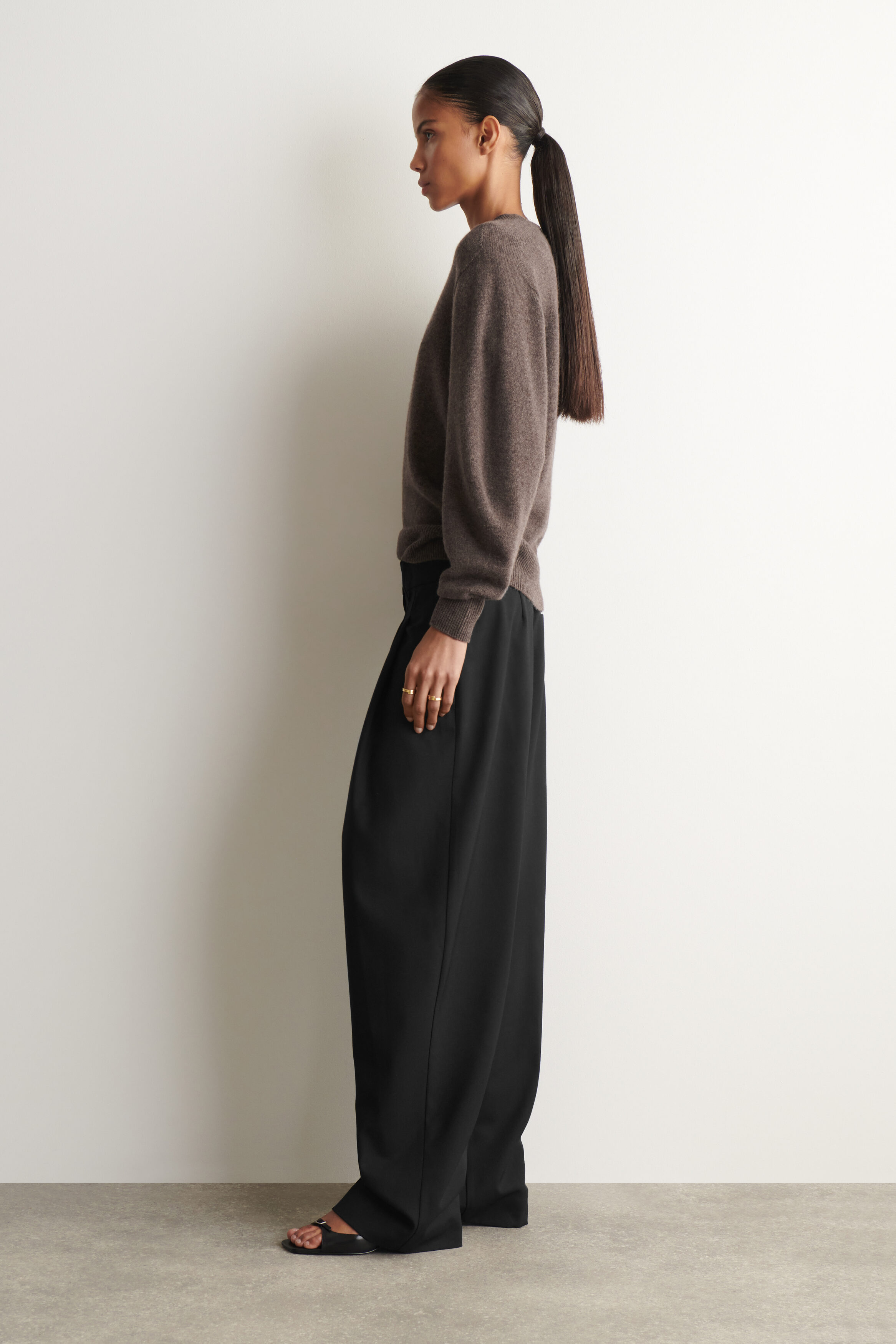 PLEATED WOOL-BLEND STRAIGHT-LEG PANTS - thumbnail 3