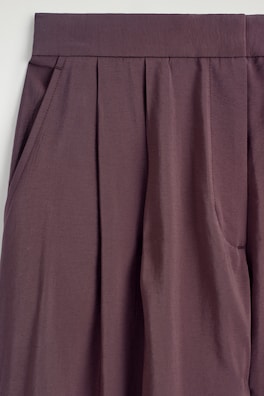 PLEATED MODAL WIDE-LEG TROUSERS — DARK RED 6