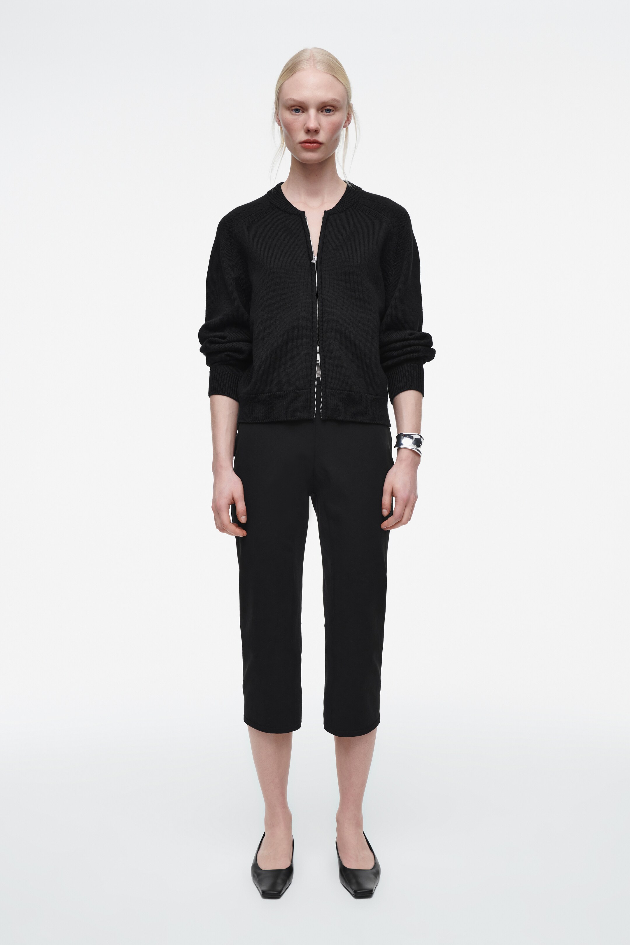 Agrandir l'image: VESTE AVEC FINITIONS EN MAILLE POINTELLE EN LAINE - NOIR - FEMME | H&M CH 2