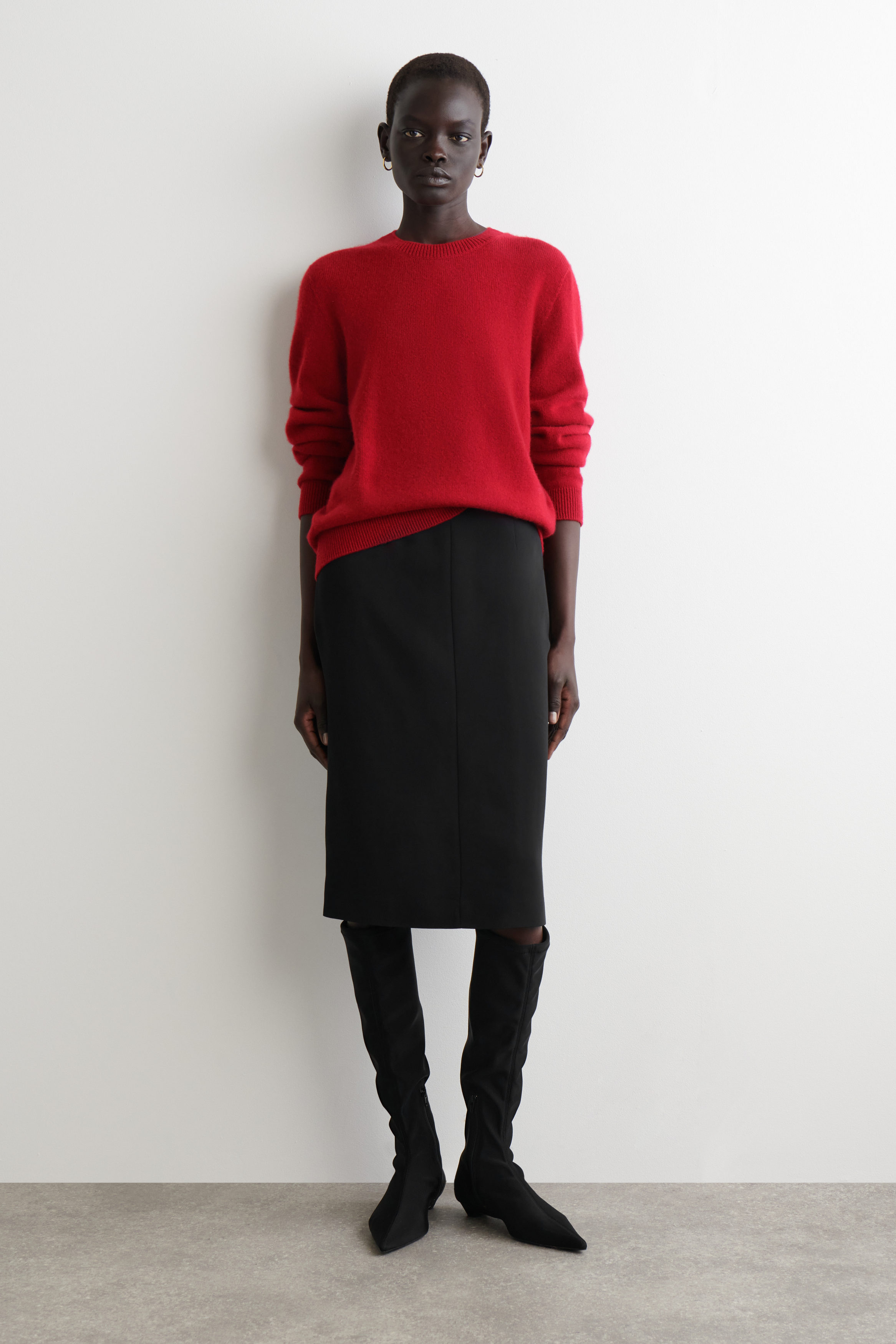 Pull col rond en cachemire , orange corail