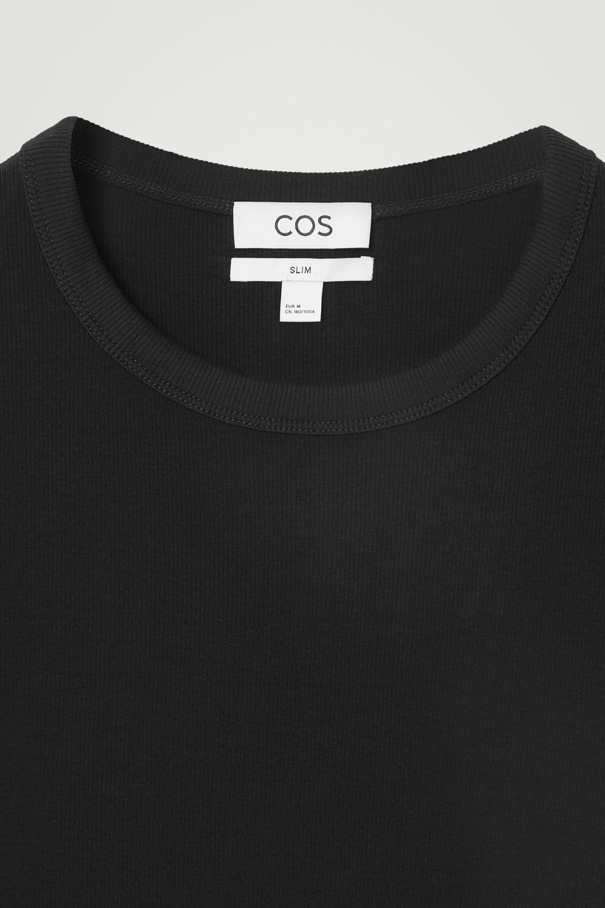 SLIM RIBBED COTTON T-SHIRT - BLACK | COS GB
