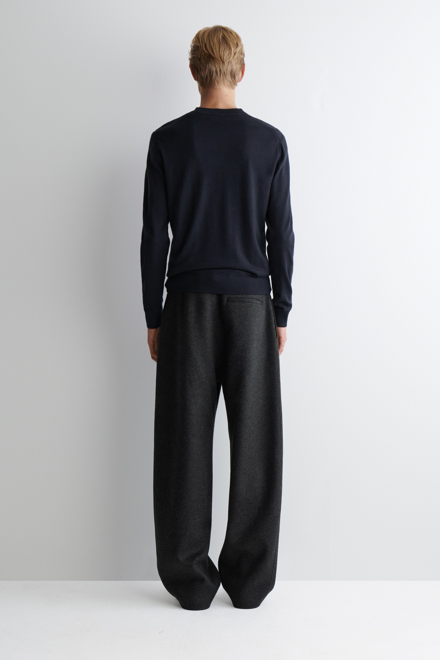 SLIM MERINO WOOL CREW-NECK JUMPER - NAVY/COBALT BLUE/BEIGE MÉLANGE - 7