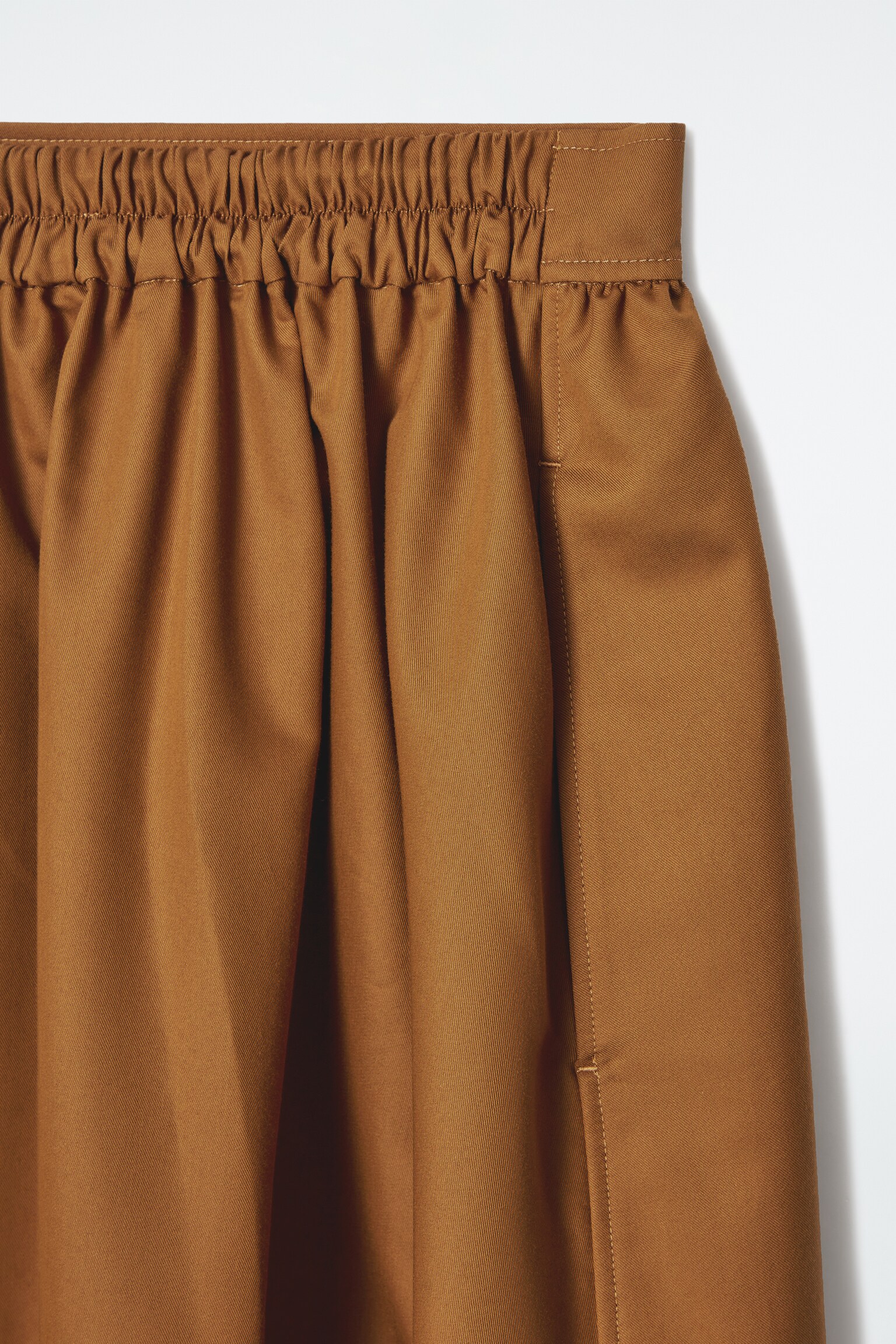 GATHERED A-LINE MIDI SKIRT - BROWN/NAVY - 7