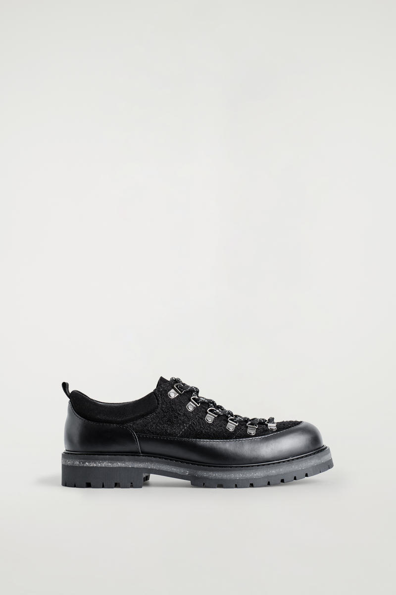 Cos Leather Hiking Shoes In Black