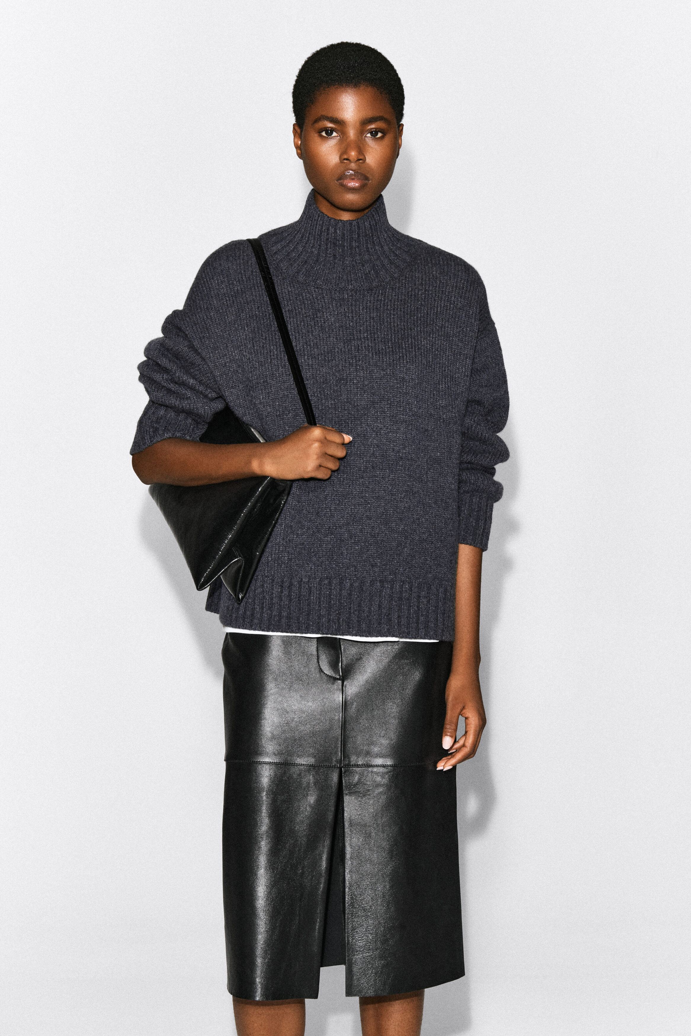 Chunky Pure Cashmere Mock-Neck Sweater by COS