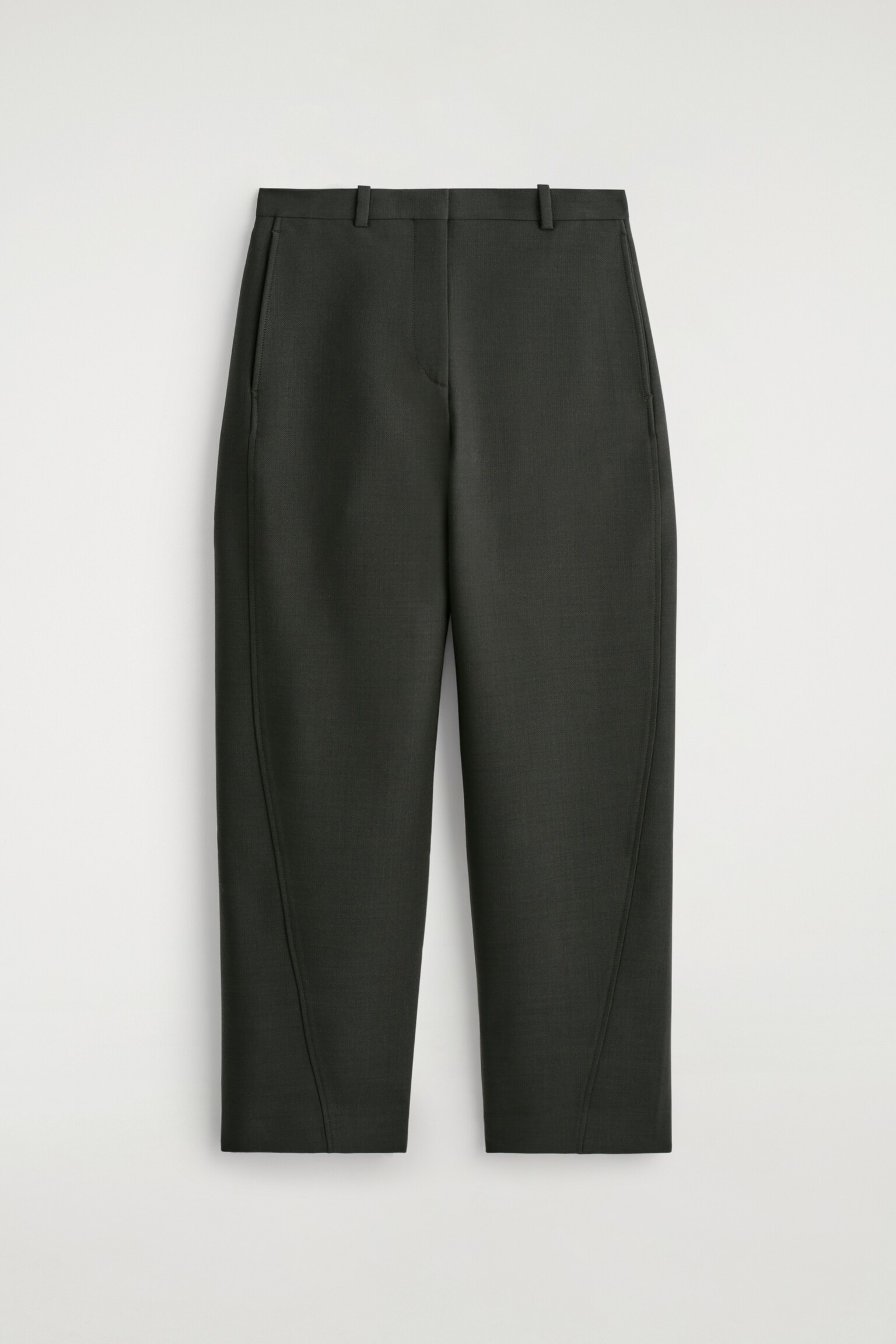 VERKÜRZTE HOSE AUS WOLLE MIT BARREL-BEIN - DUNKELGRÜN/BRAUN/SCHWARZ - 2