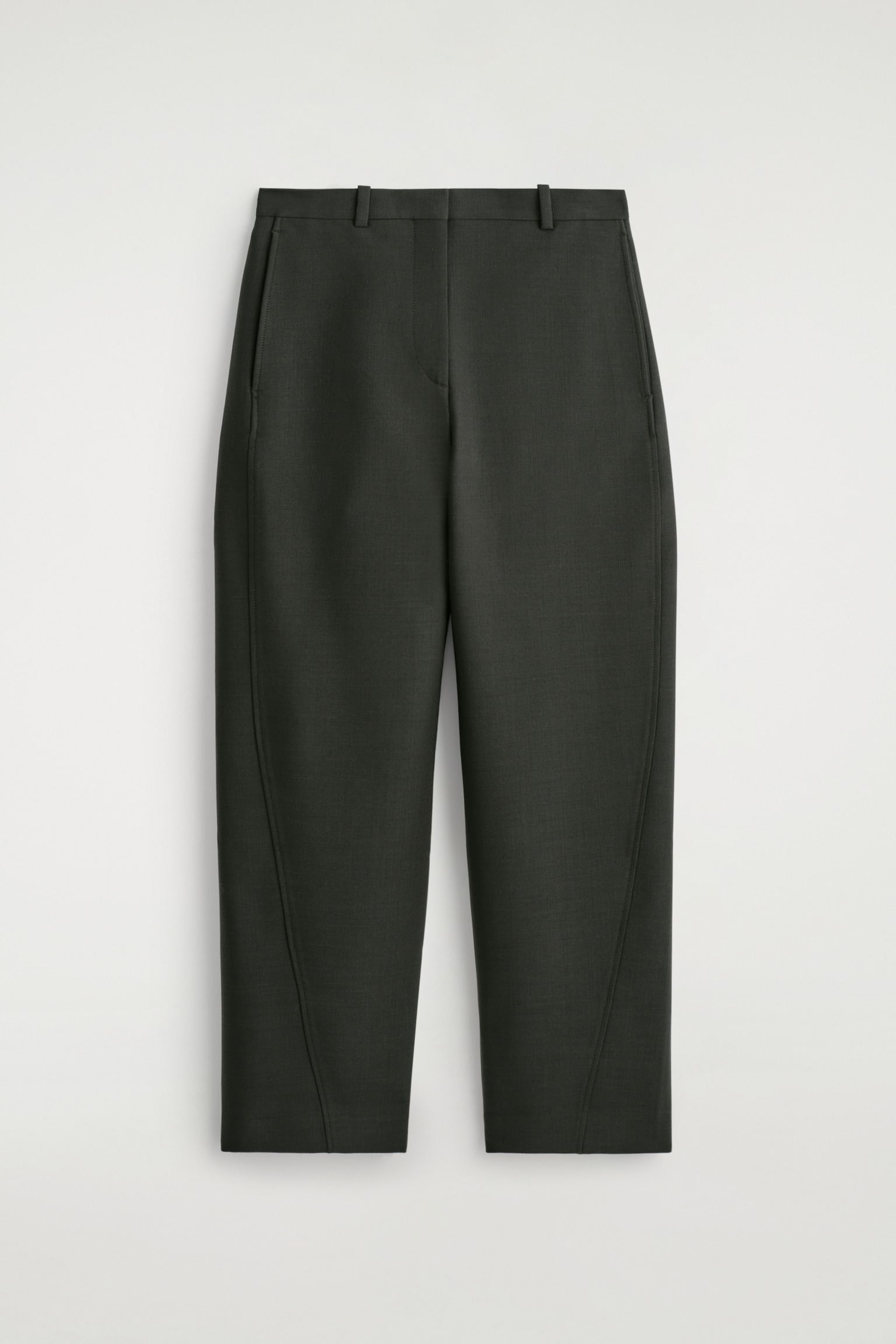 PANTALON COURT BARREL EN LAINE - VERT FONCÉ/TAUPE/NOIR - 2