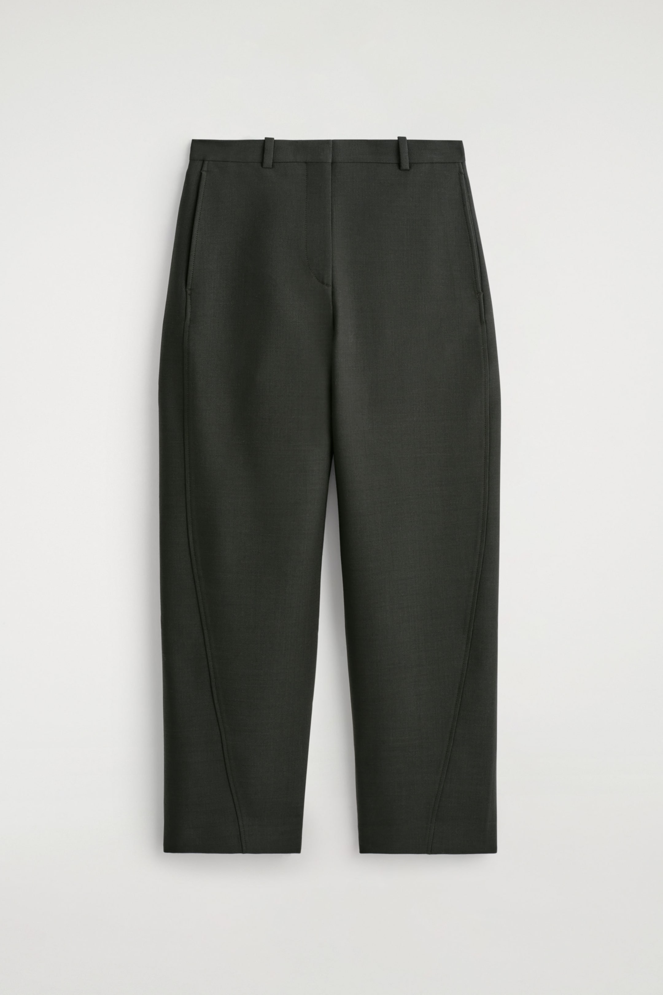 CROPPED WOOL BARREL-LEG PANTS