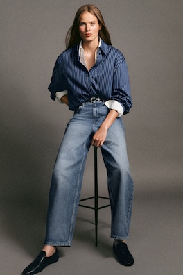BAY BARREL-LEG JEANS — BLUE 7