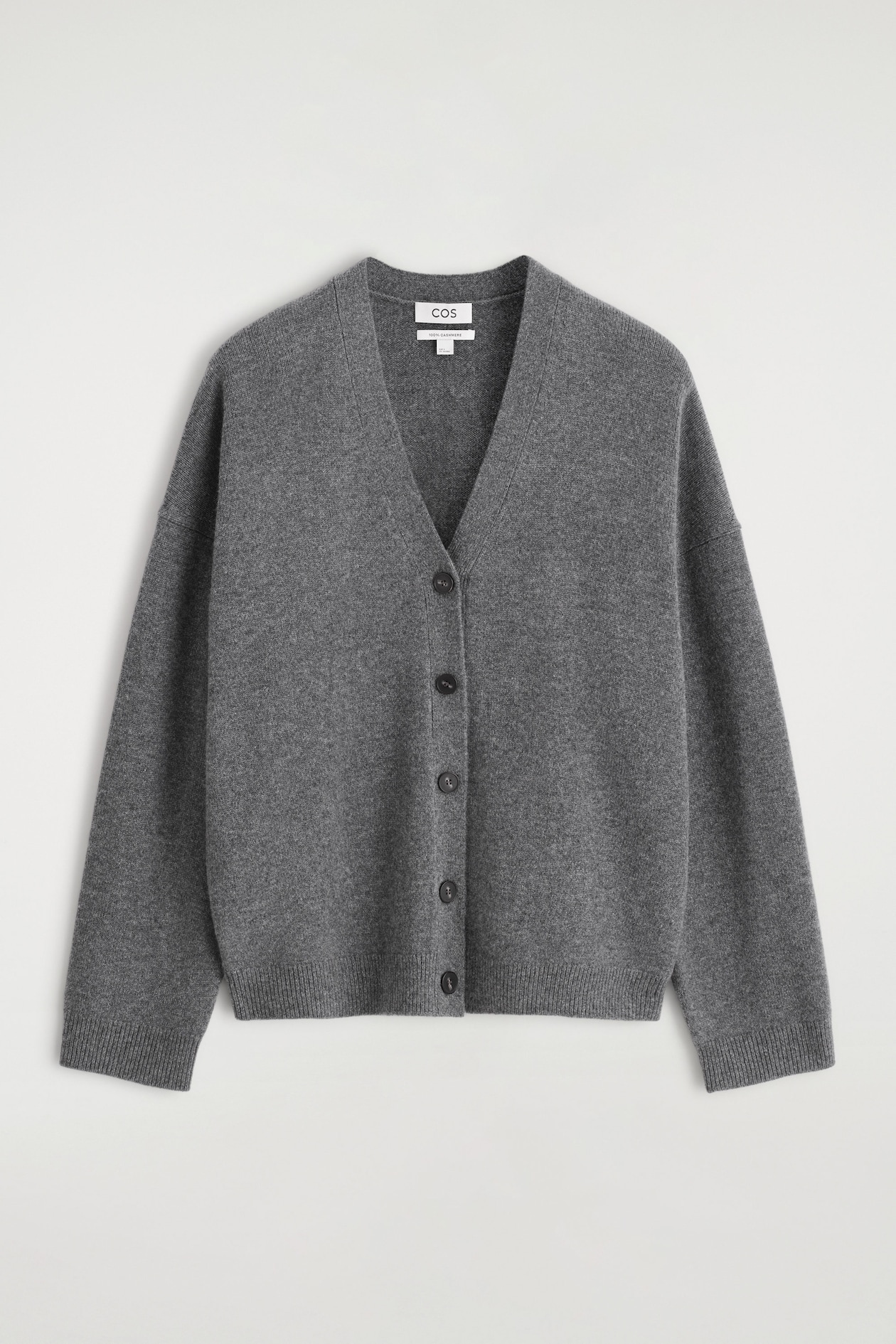 PURE CASHMERE V-NECK CARDIGAN — GRAY MÉLANGE